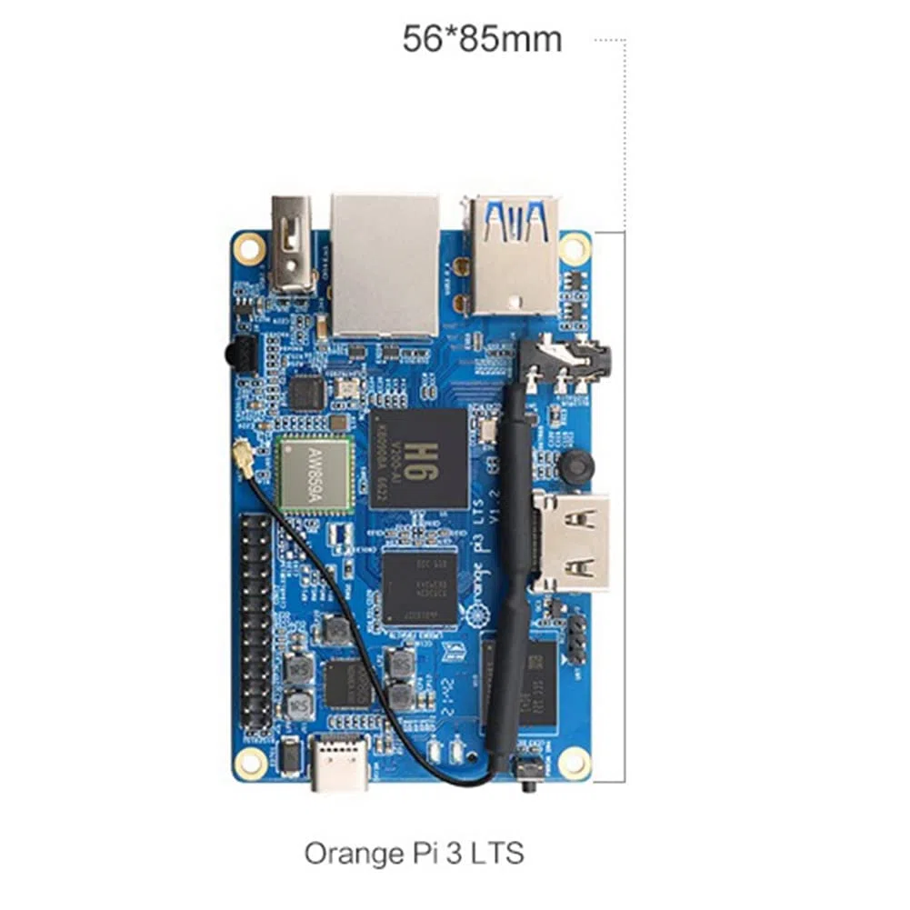 Orange Pi3 EMMC Development Board Allwinner H6 Chip Carte de développement intégrée 2G + 8G avec boîte de protection transparente
