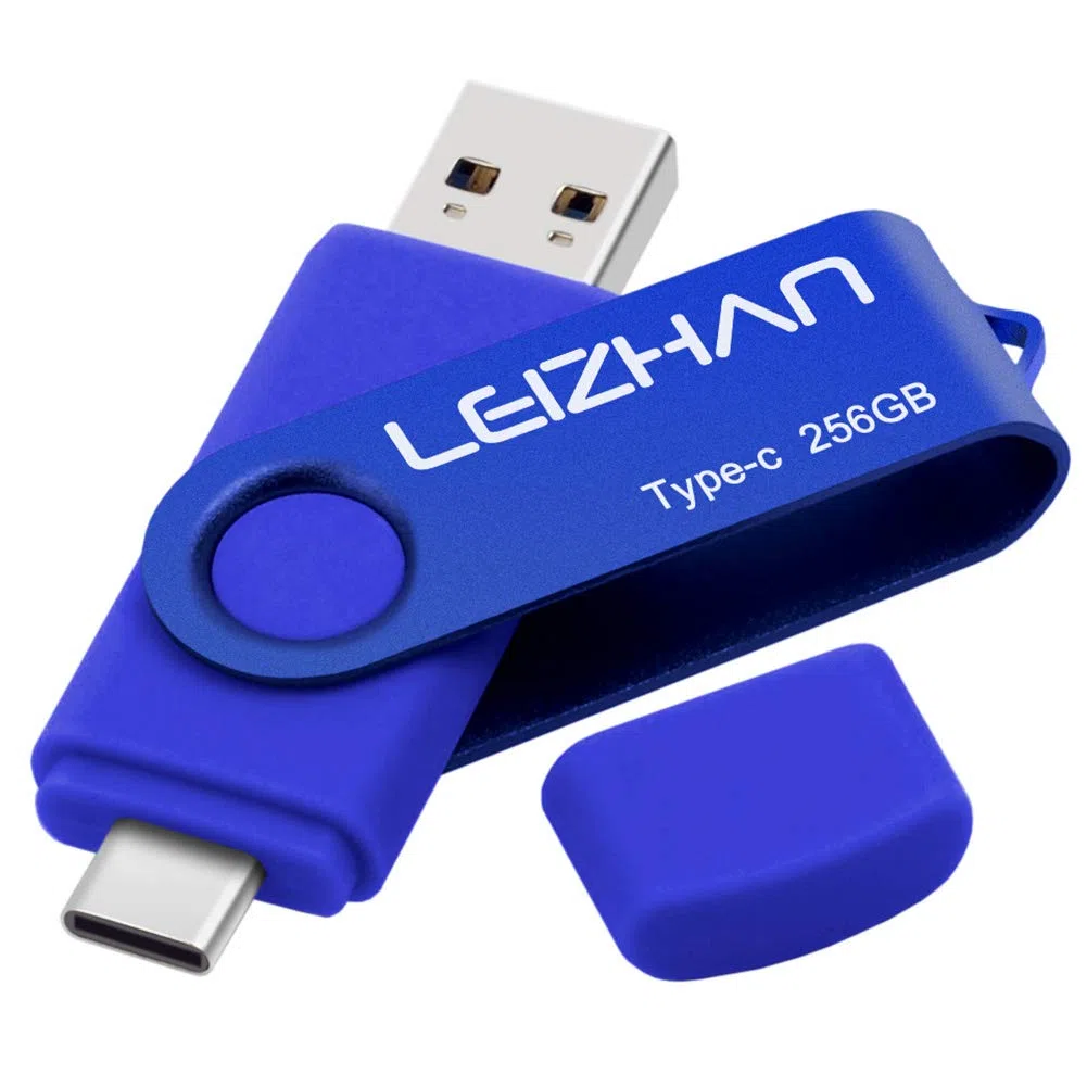 Clé USB C 256Go, 2-en-1 Dual Clé USB 3.0, Cle USB Type C, Clé USB pour Smartphone Android, Clé USB Personnalisée, Cle USB Telephone Portable, USB Stick USB Key USB Flash Drives (Bleu
