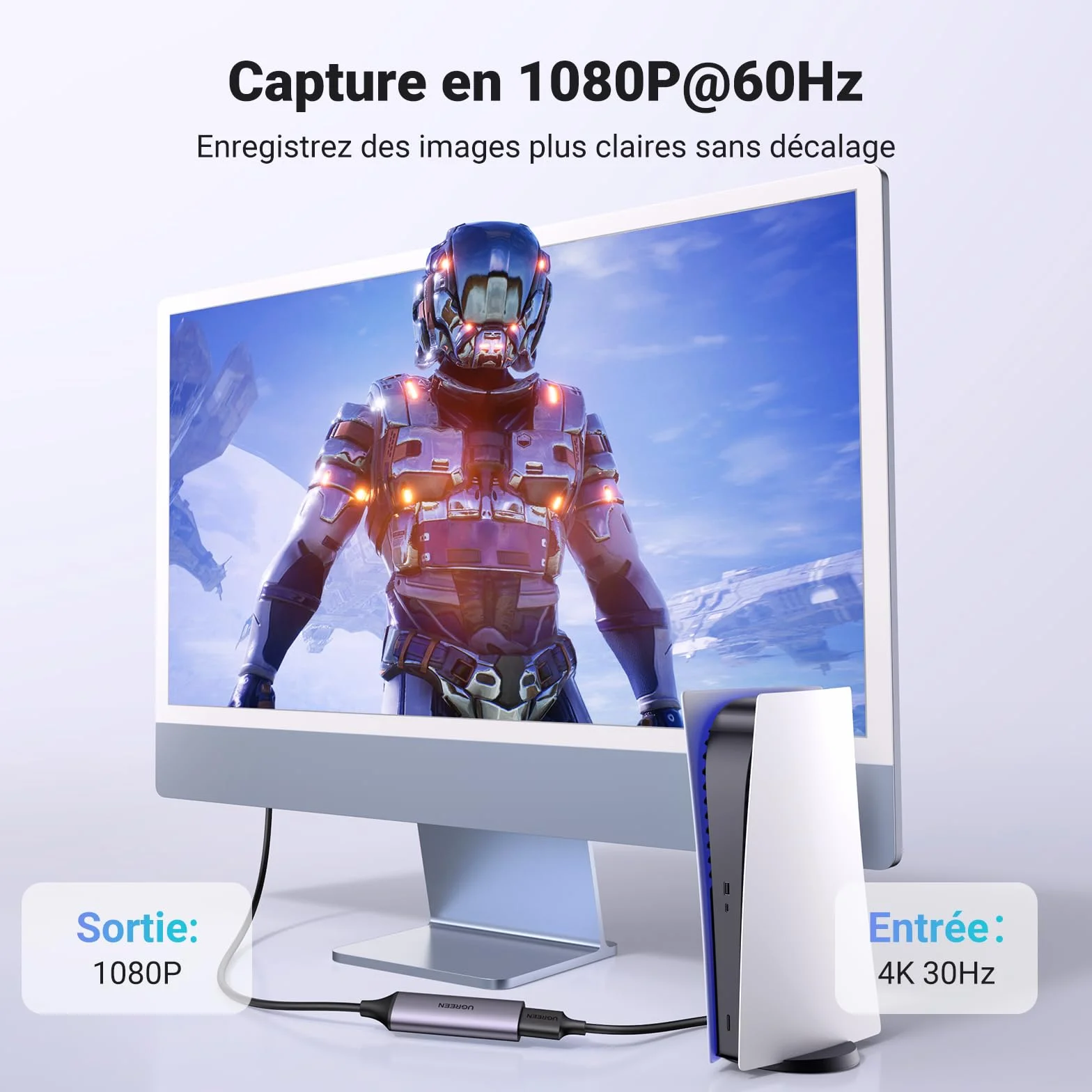 UGREEN Carte de Capture Vidéo HDMI 4K 30Hz USB C 1080P 60FPS HD Enregistrement Streaming Jeux OBS Compatible Switch PS5 PS4 Xbox
