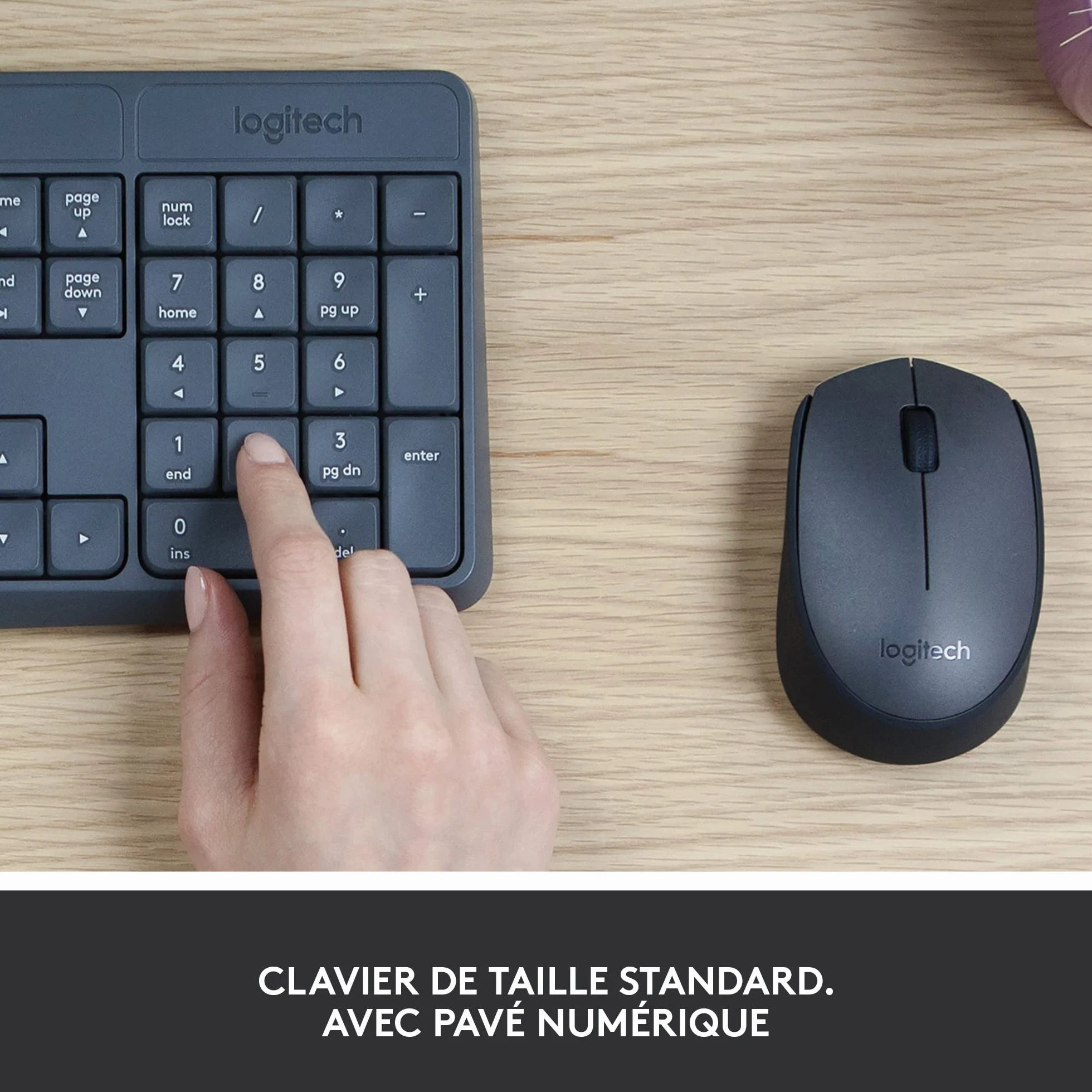 Logitech MK235 Combo Clavier Souris sans Fil 2,4 GHz Récepteur USB Unifying Gris foncé
