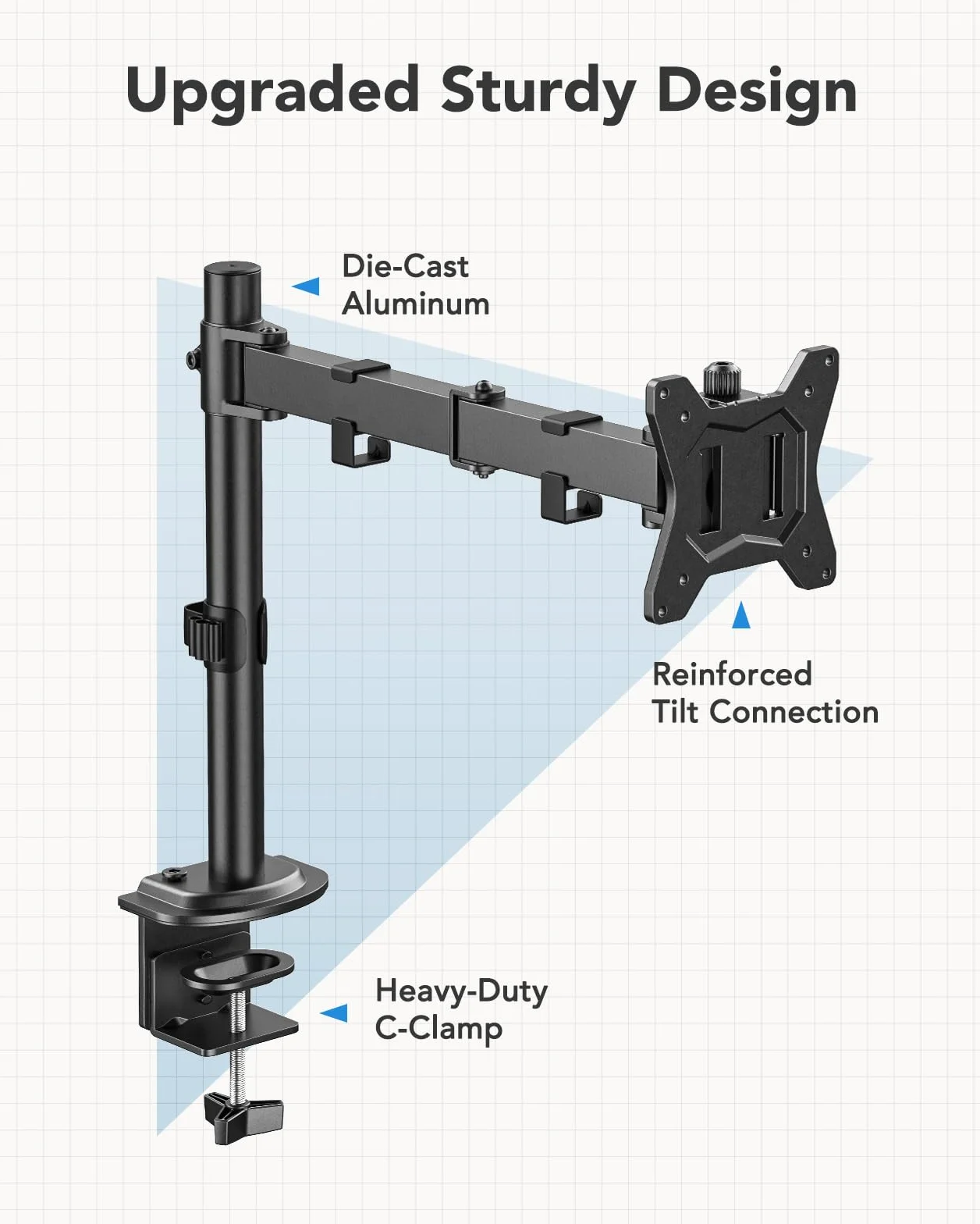 HUANUO Support de Moniteur 13-32 Pouces, Bras Articulé avec Réglage Hauteur, Inclinaison, Pivotement, Rotation, VESA 75/100 mm