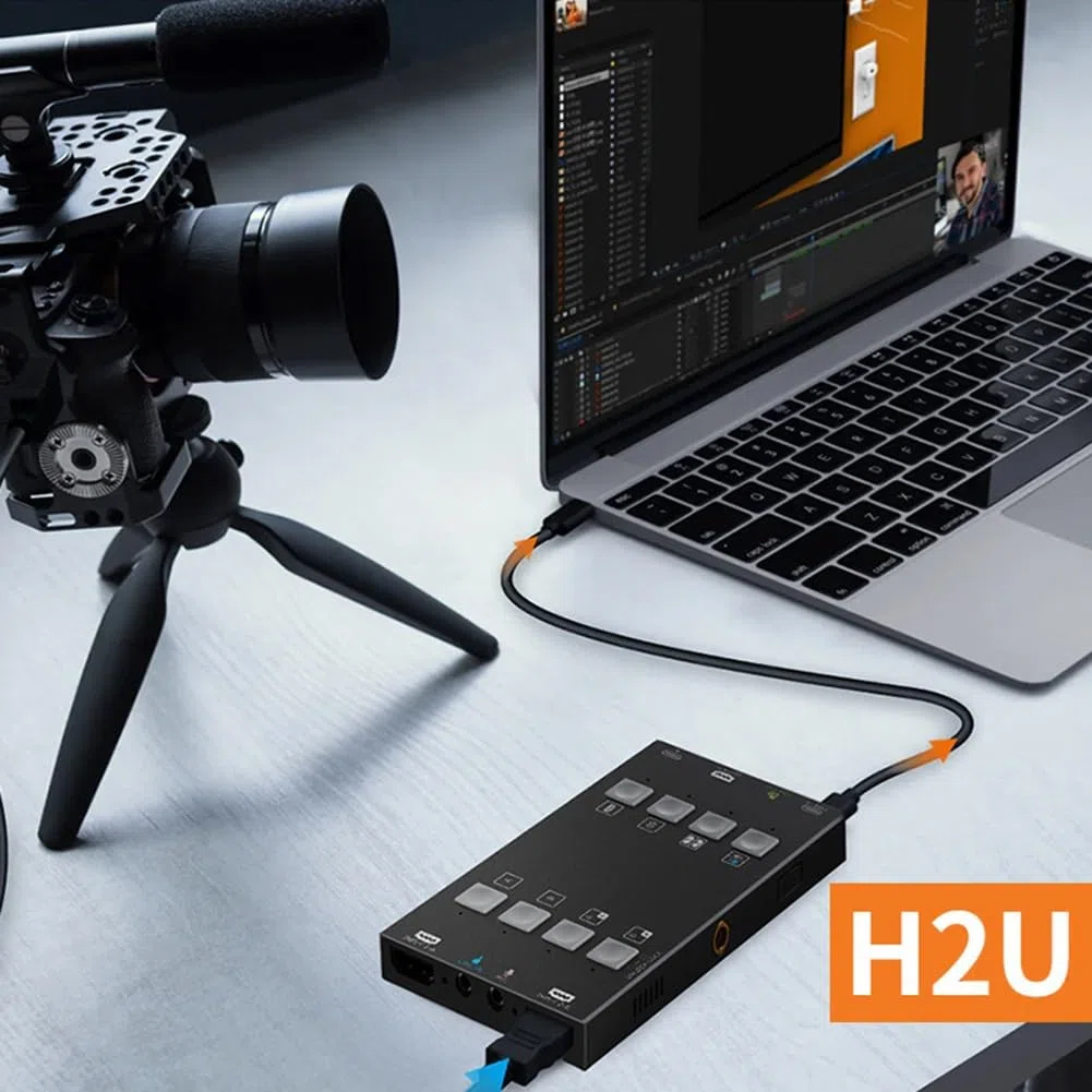 Capteur Audio-Vidéo H2U Compatible avec Double Sortie 4K, Idéal pour Le Streaming en Direct et Les Consoles de Jeux Vidéo