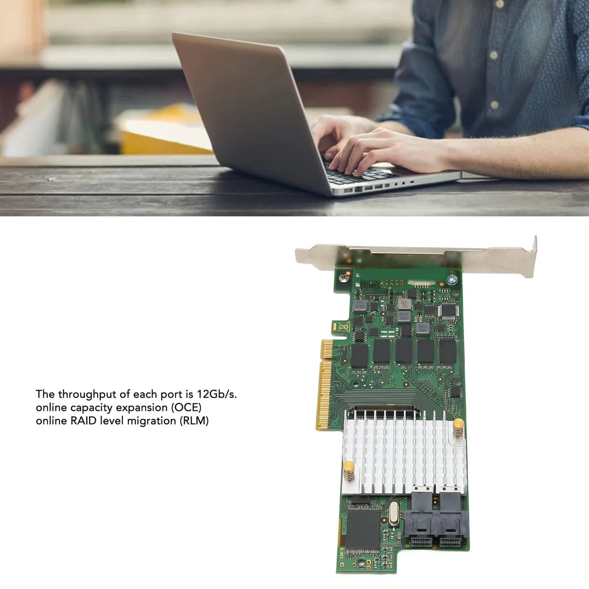 Zunate Carte Smart Array, Contrôleur Raid de Carte Smart Array à Interface DDR3 72 Bits, Carte Smart Array PCI Express 3.0 X8, Carte Raid D3216-A13 LSI 9361-8I