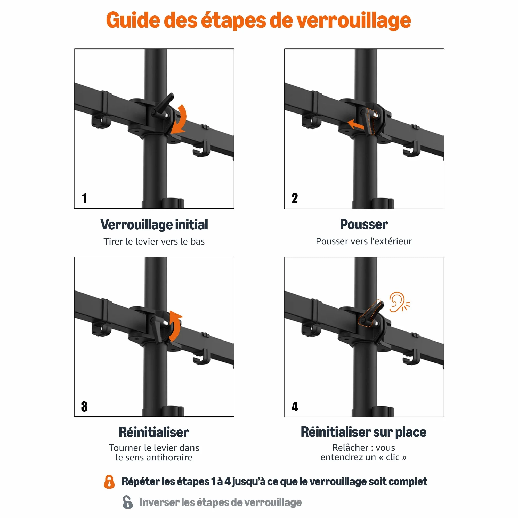 Amazon Basics Support de Bureau Réglable pour Deux Écrans, Compatible VESA 75x75/100x100, Noir