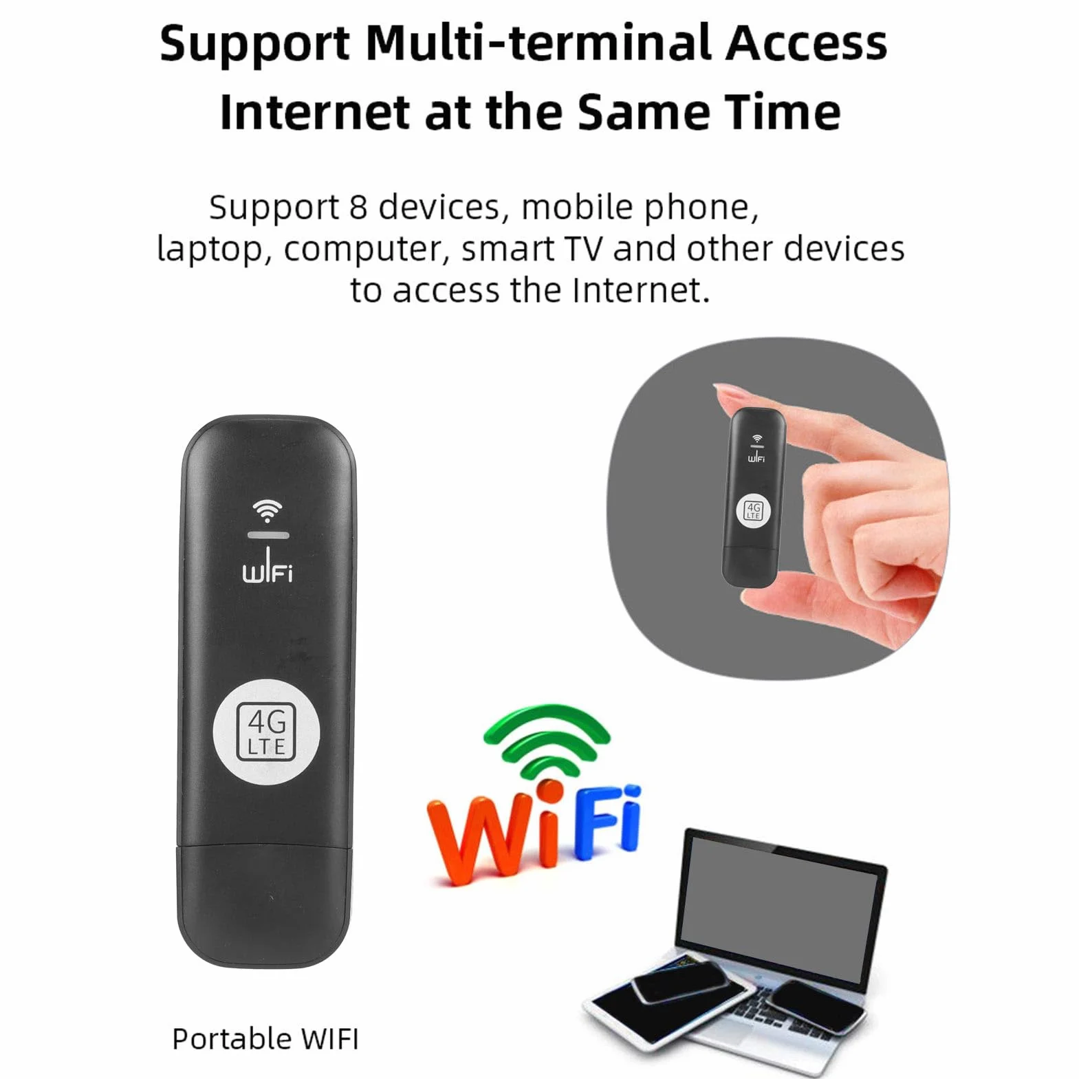 Stick USB 4G LTE Modem WLAN Mobile avec Slot Carte SIM Dongle Routeur 150 Mbit/s 8 Utilisateurs