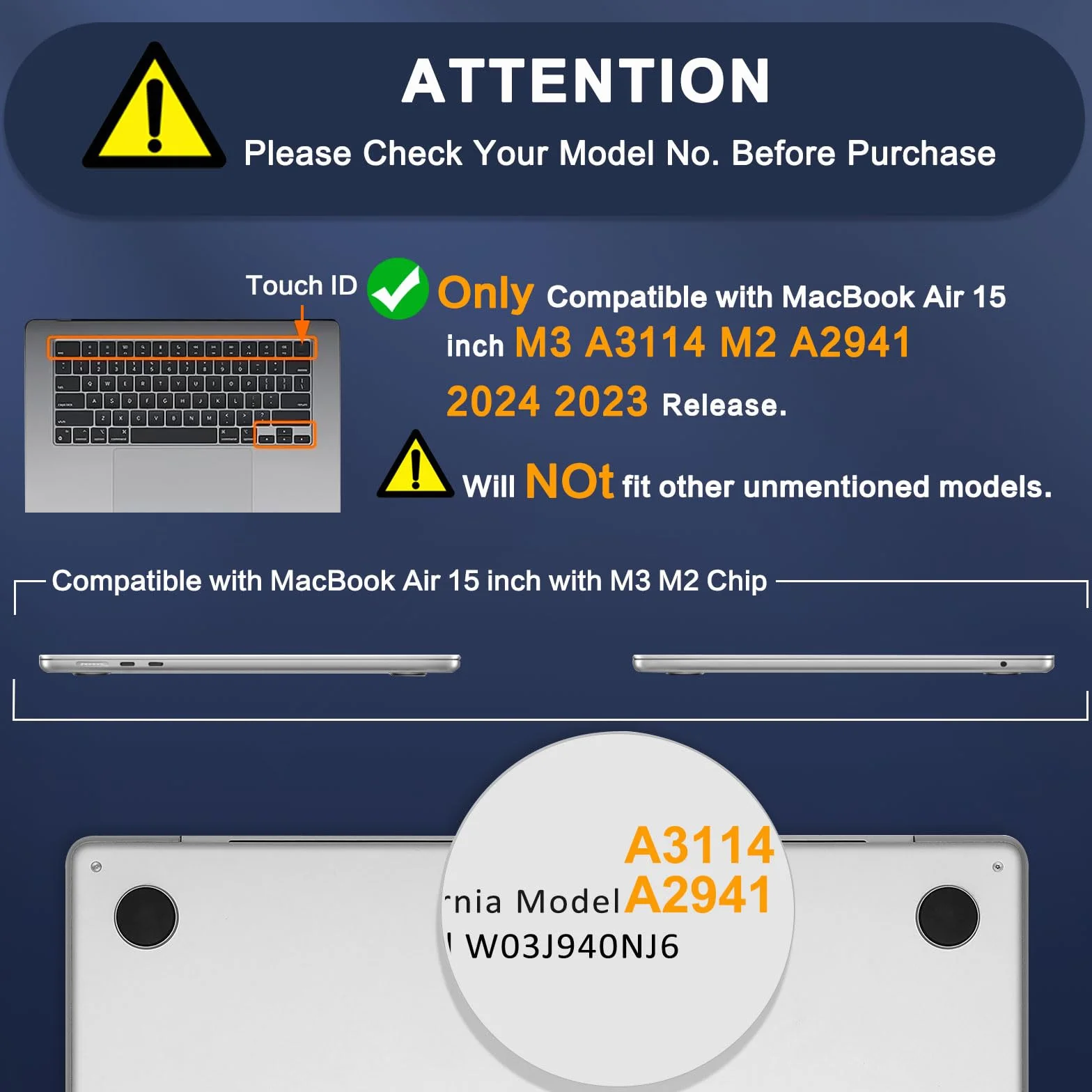 MOSISO Coque Compatible avec MacBook Air 15 Pouces M5 M4 M3 M2 2026-2023, Antitrace Rigide, Noir Clair