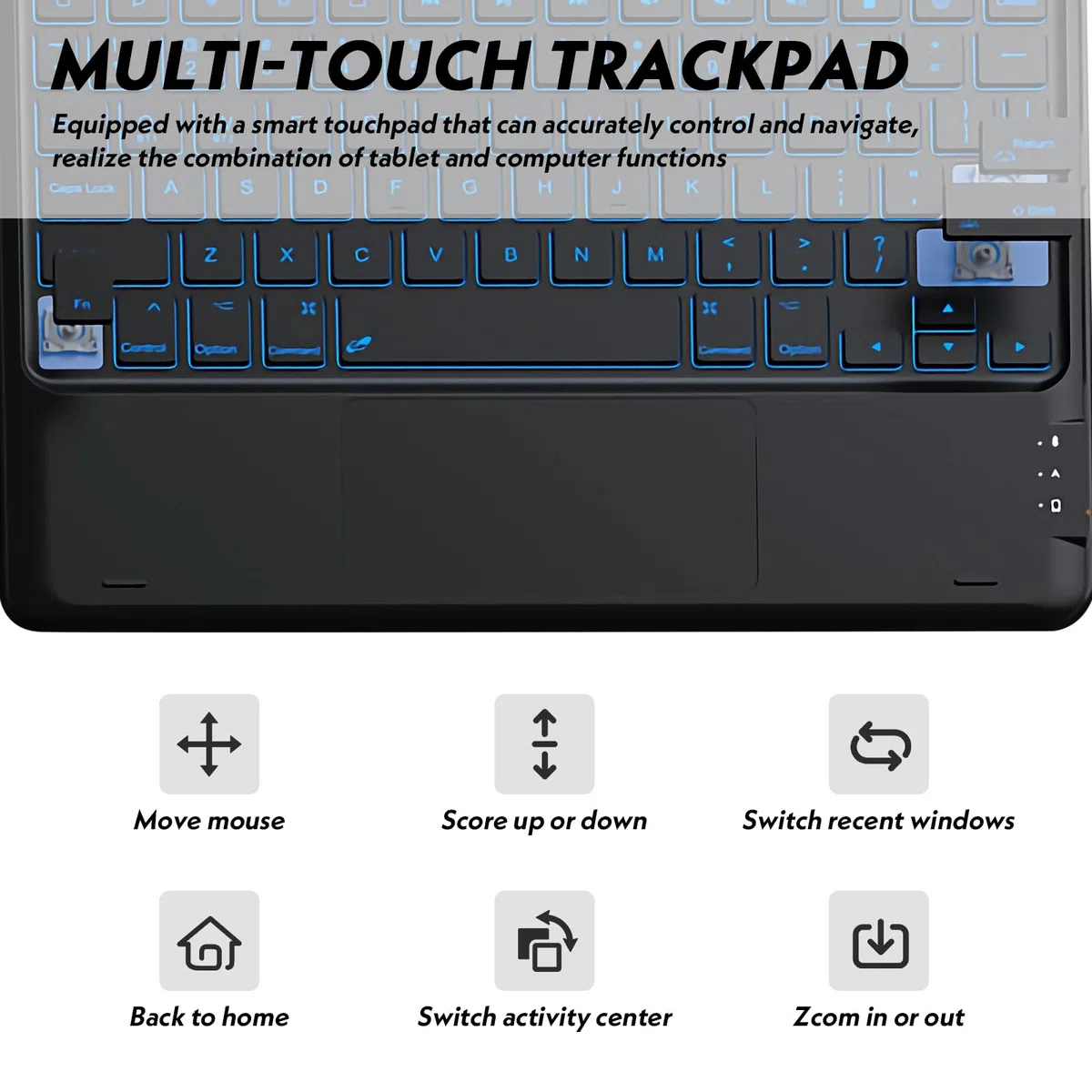 Étui Clavier Touchpad pour iPad Mini 6e génération 2021, AZERTY Français Clavier Bluetooth Rétroéclairé Détachable avec Étui Touchpad pour iPad Mini 6