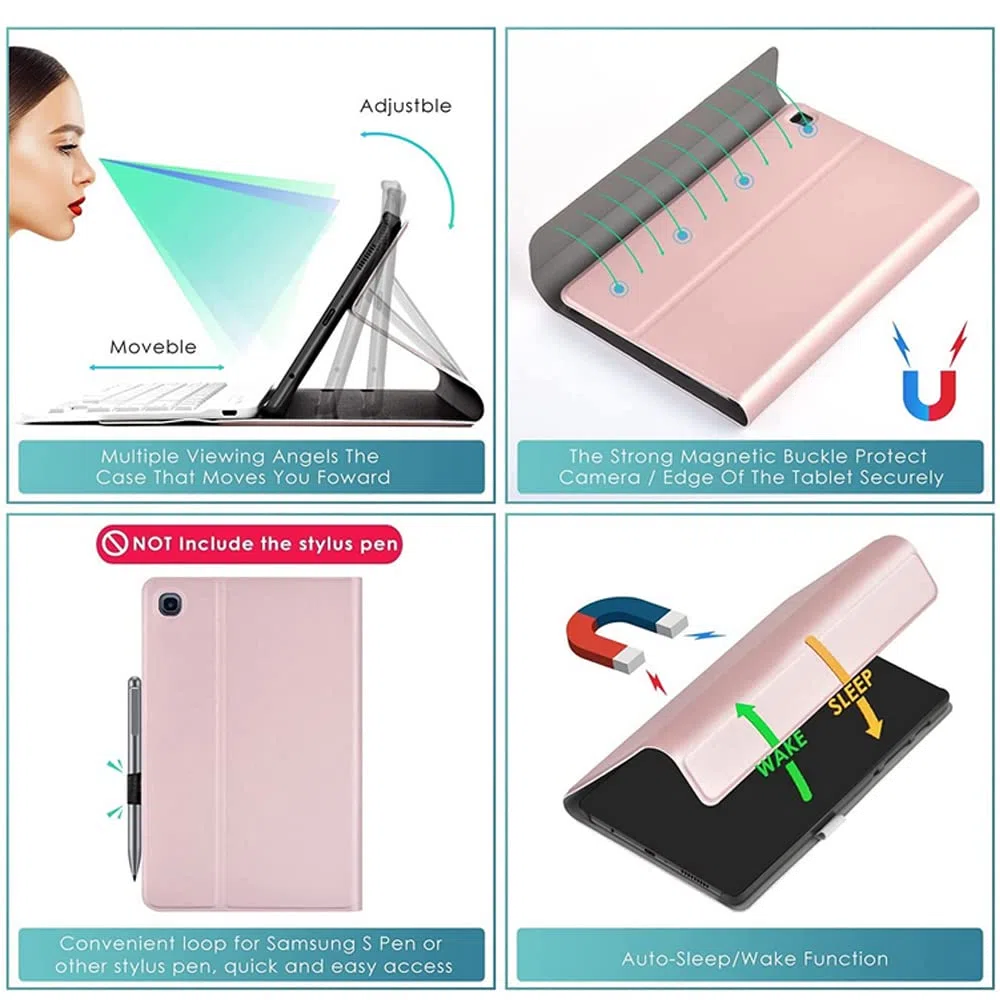 Coque Clavier avec Touchpad pour Huawei MediaPad M5 10.8 / M5 10.8 Pro 2018, AZERTY Clavier Bluetooth Détachable avec Pavé Tactile, Coque Housse pour 10.8" Huawei M5 10.8/ M5 Pro 10.8, Or Rose