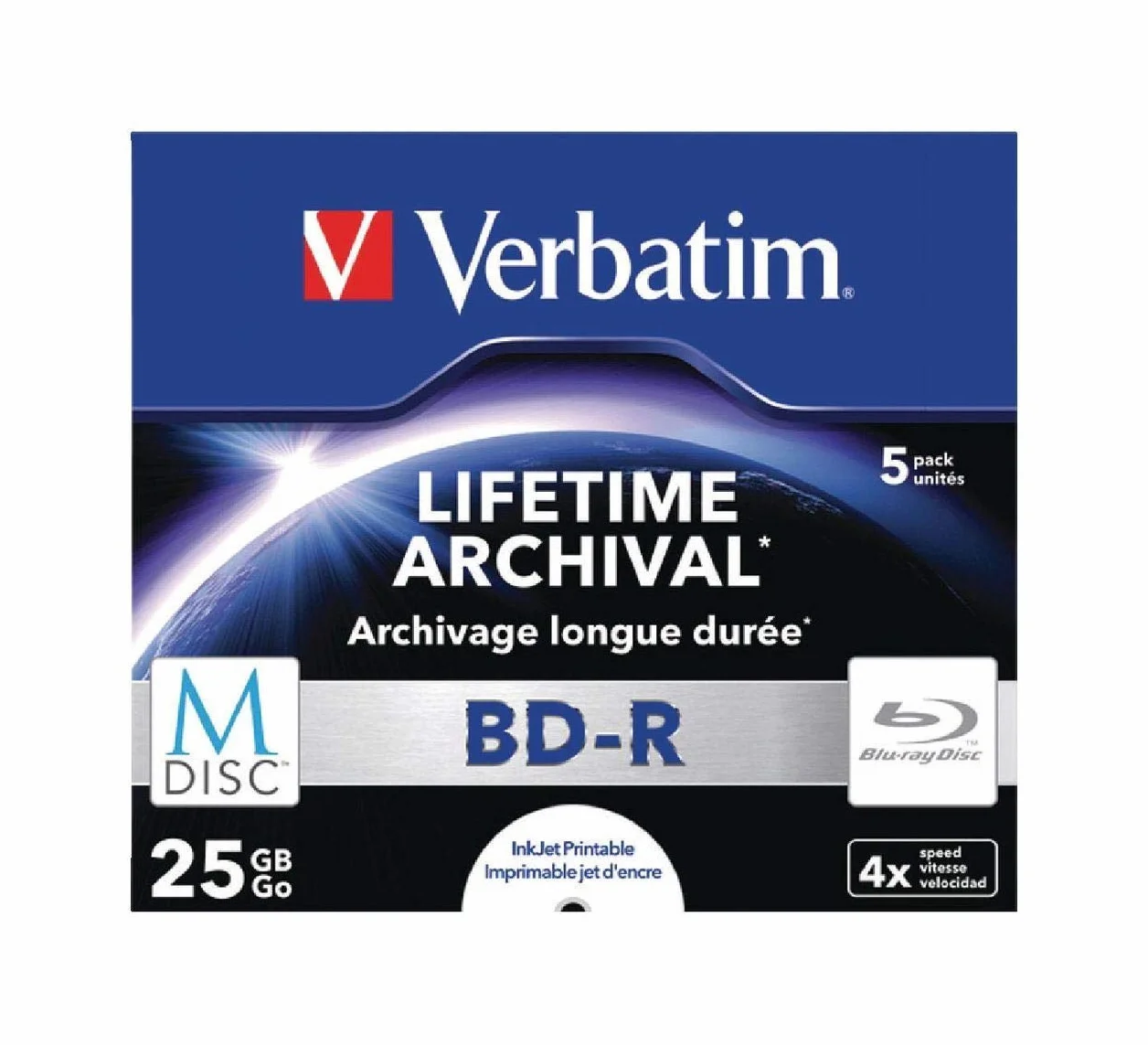 Verbatim 25GB 4x M-Disc BD-R 5 Pack Jewel Case
