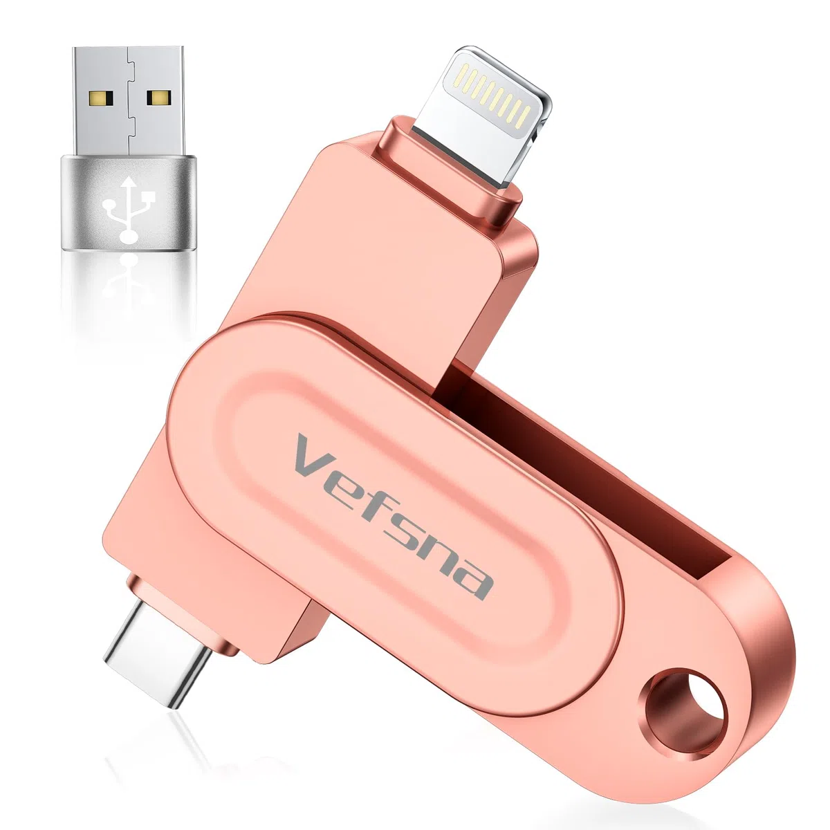 【sans APP】 Certifiée MFi Clé USB 512 Go, Cle USB iPhone Stockage Externe, Clé USB C 3 en 1 Clef USB 3.0 Stockage Transfert Photos Est Idéale pour Voyageurs, Memoire pour iPhone/iPad/Android/PC Rose