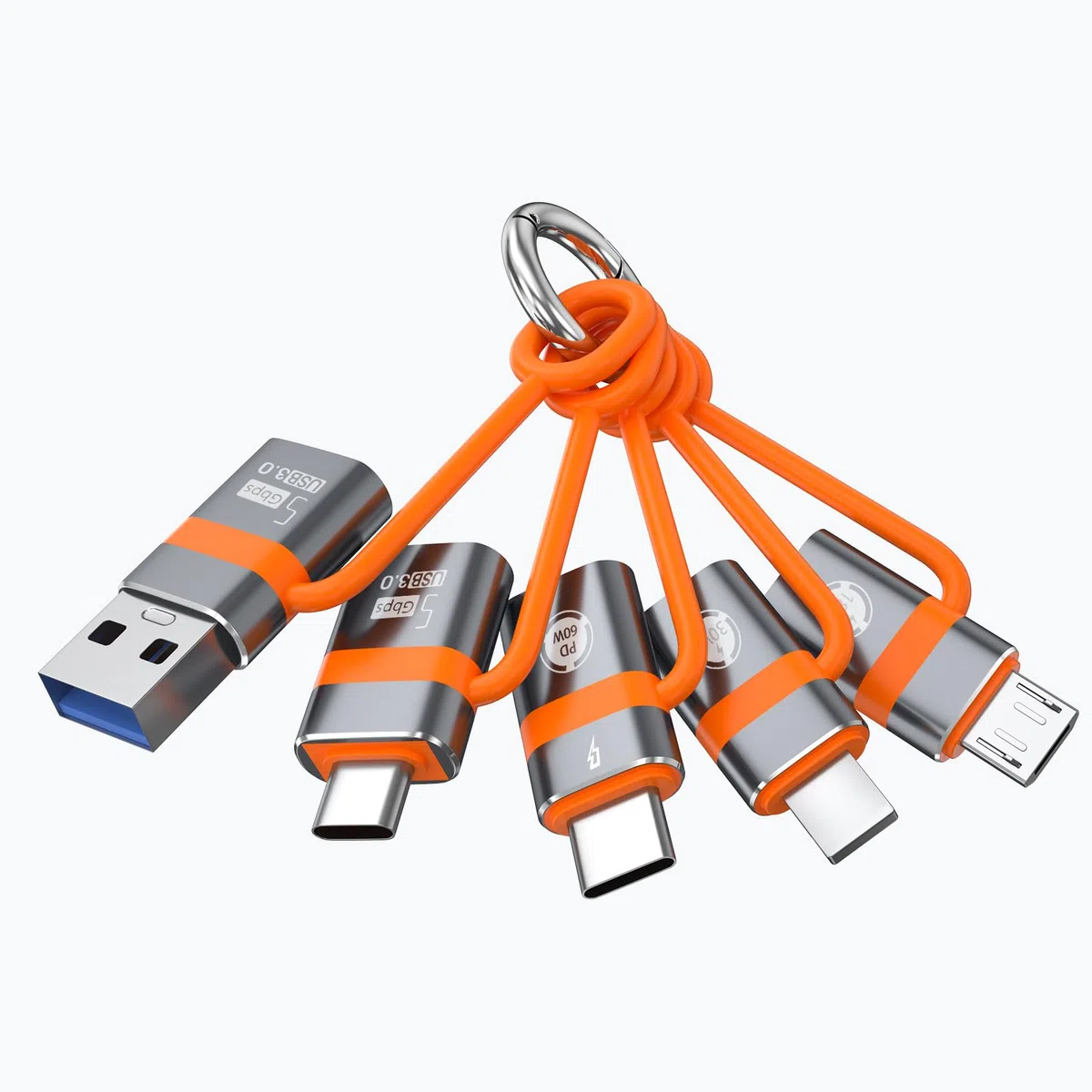 Adaptateur USB vers USB-C, adaptateur USB-C vers USB, convertisseur USB-C vers micro, adaptateur IP vers Type-C et adaptateur Type-C vers IP (5 pièces au total), prenant en charge la charge rapide OTG