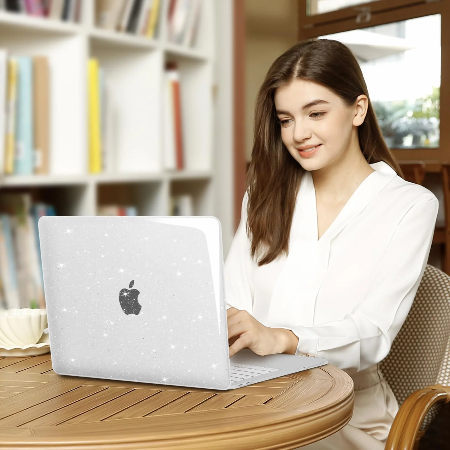 MOSISO Coque Pailletée Brillante Compatible MacBook Neo 13 Pouces 2026 A3404 Puce A18 Pro, Rigide Antifissure, Film Clavier, Protection Écran & Sac Rangement Transparent