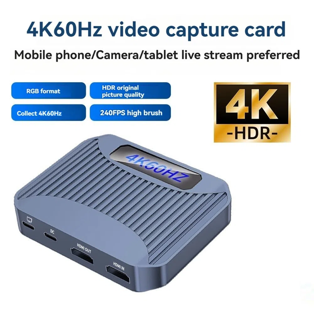 Carte de Capture Vidéo Compatible 4K@60Hz Streaming et Jeux Carte de Capture Audio 4K HDR VRR RGB Passthrough