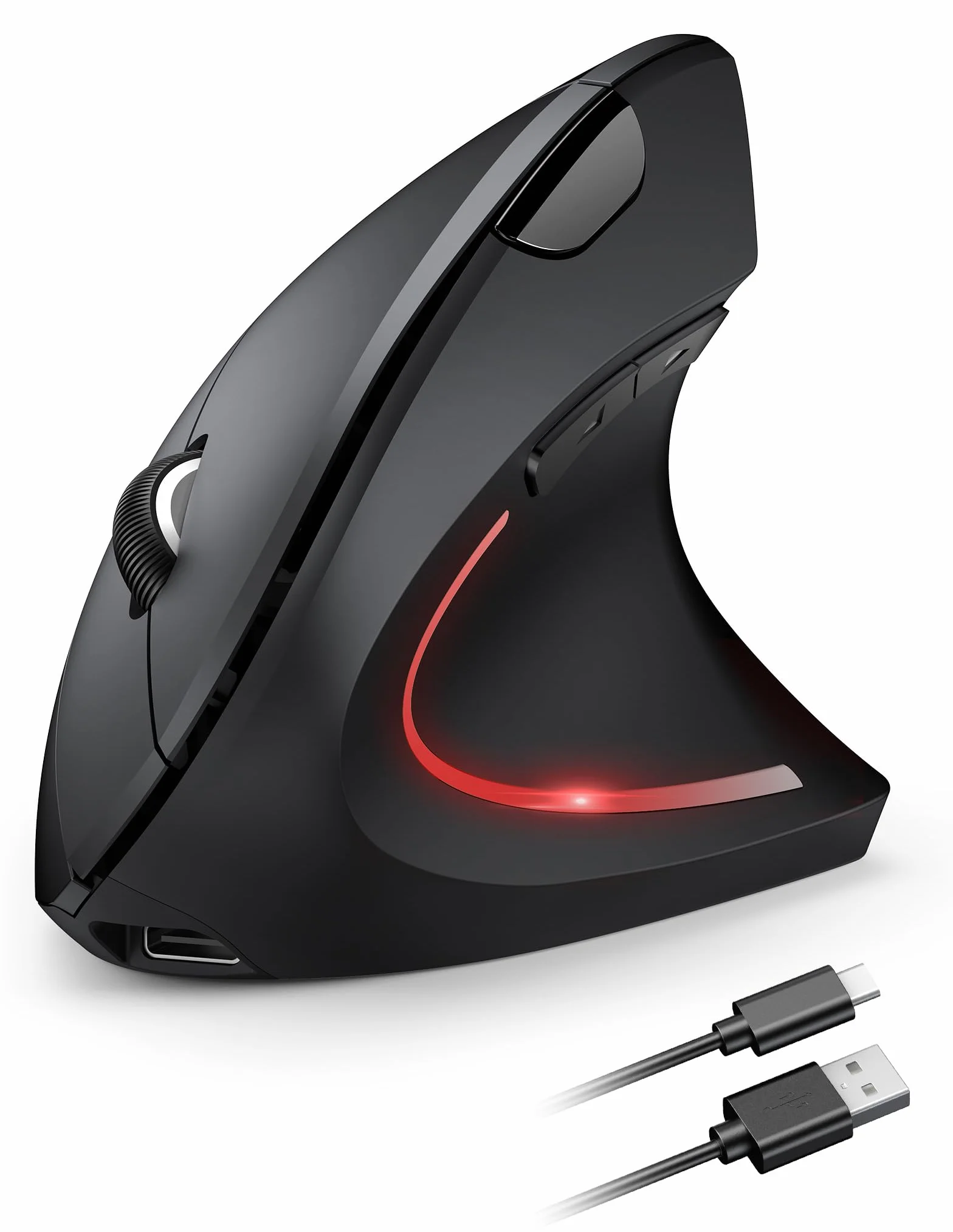 TECKNET Souris Ergonomique sans Fil Rechargeable 4800 DPI Réglable Silencieuse 2.4G 6 Boutons LED Noir