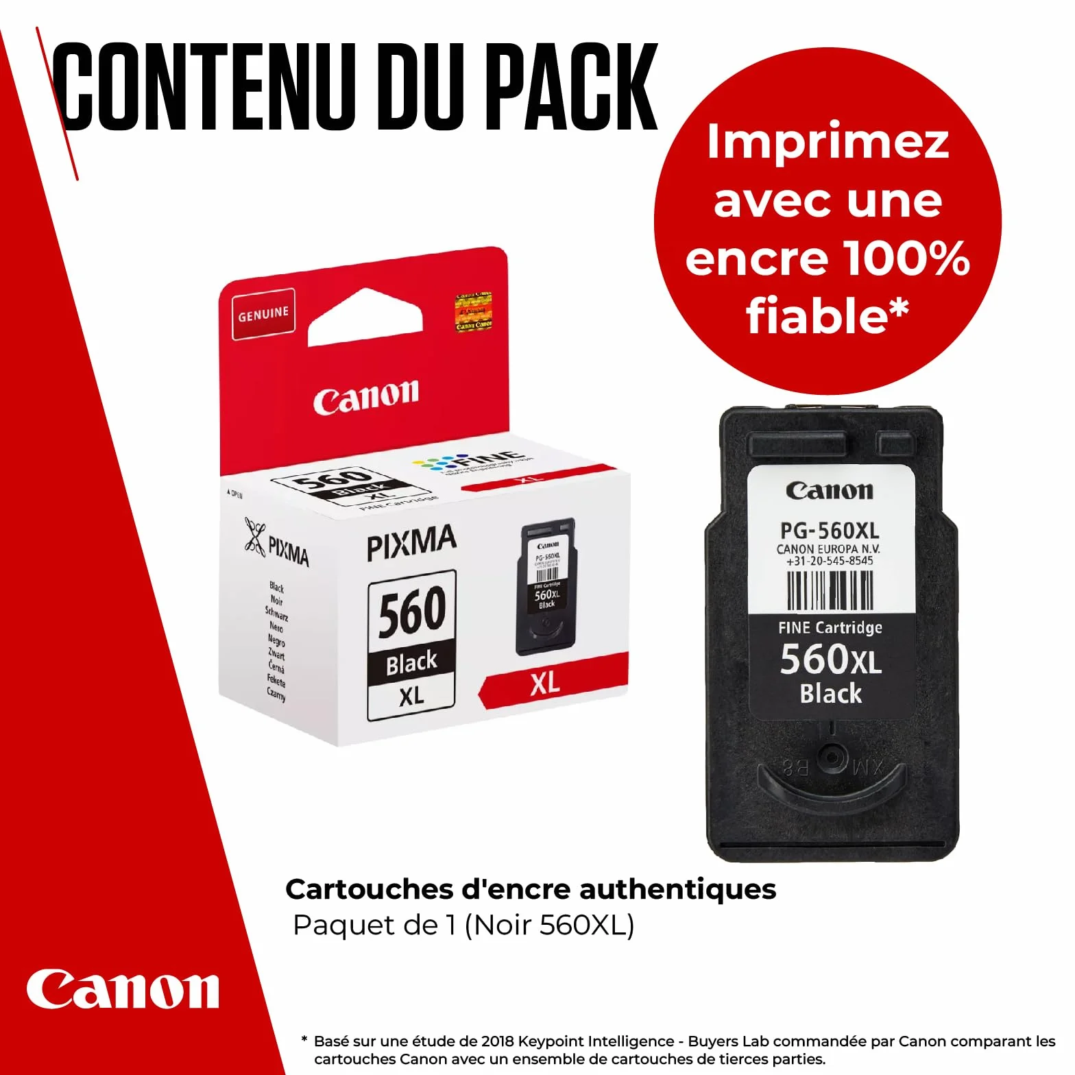 Canon PG-560XL Cartouche d'encre Noire Authentique Haut Rendement 400 Pages A4