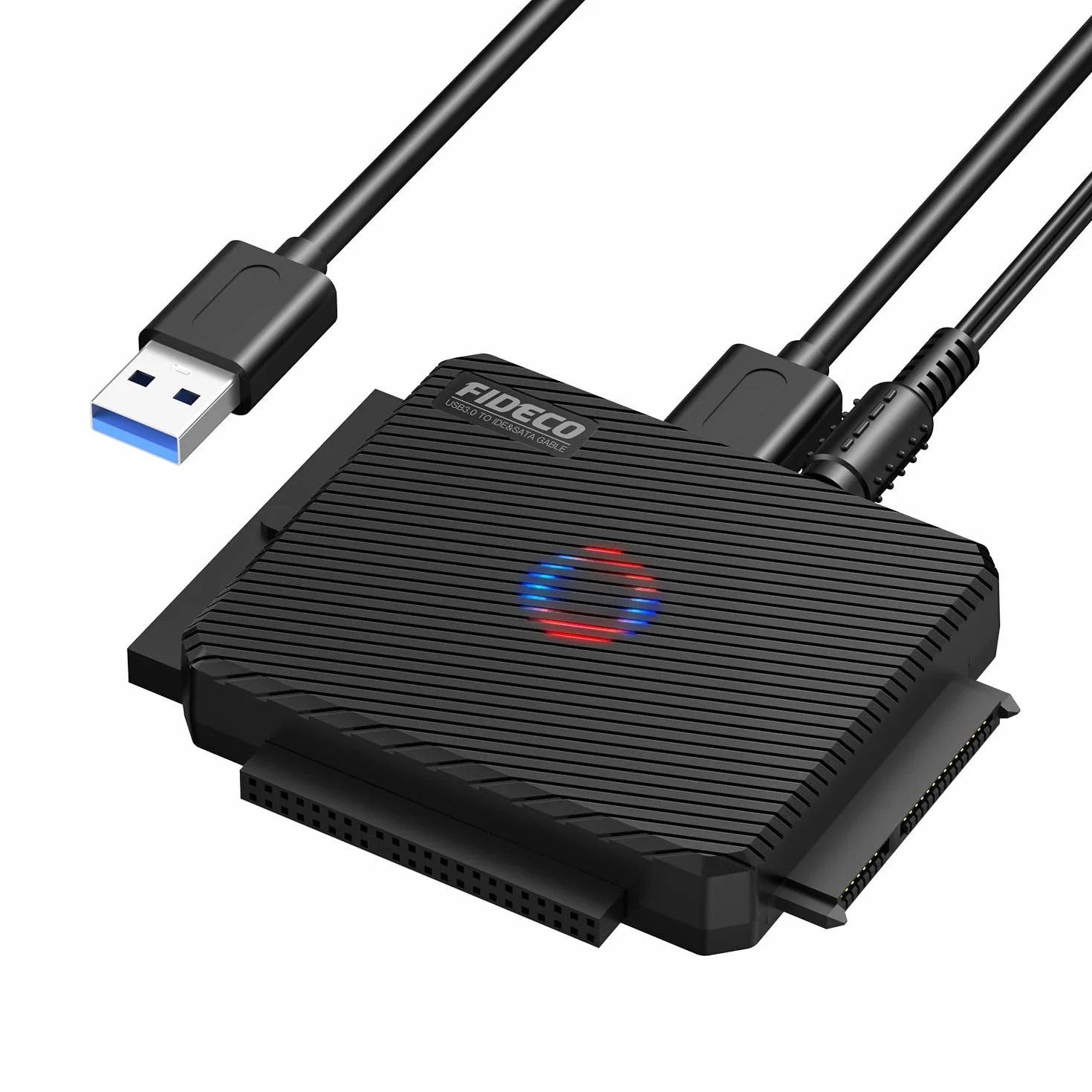 FIDECO Adaptateur USB 3.0 SATA IDE pour disques durs SSD 2,5" 3,5" avec alimentation 12 V