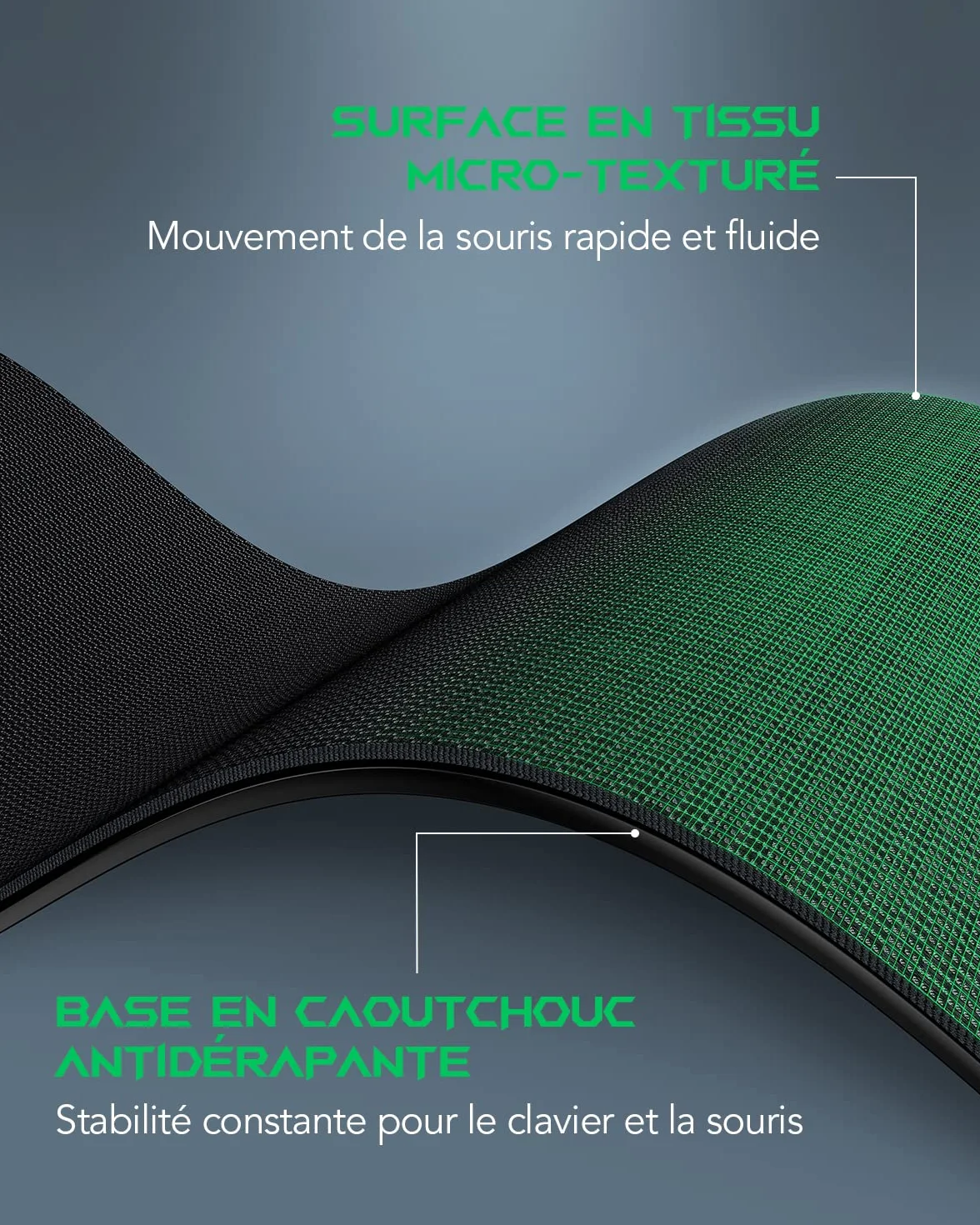 Black Shark Tapis de Souris Gaming XL 900x400 mm, Surface imperméable, Base caoutchouc anti-dérapante, Bords cousus, Noir