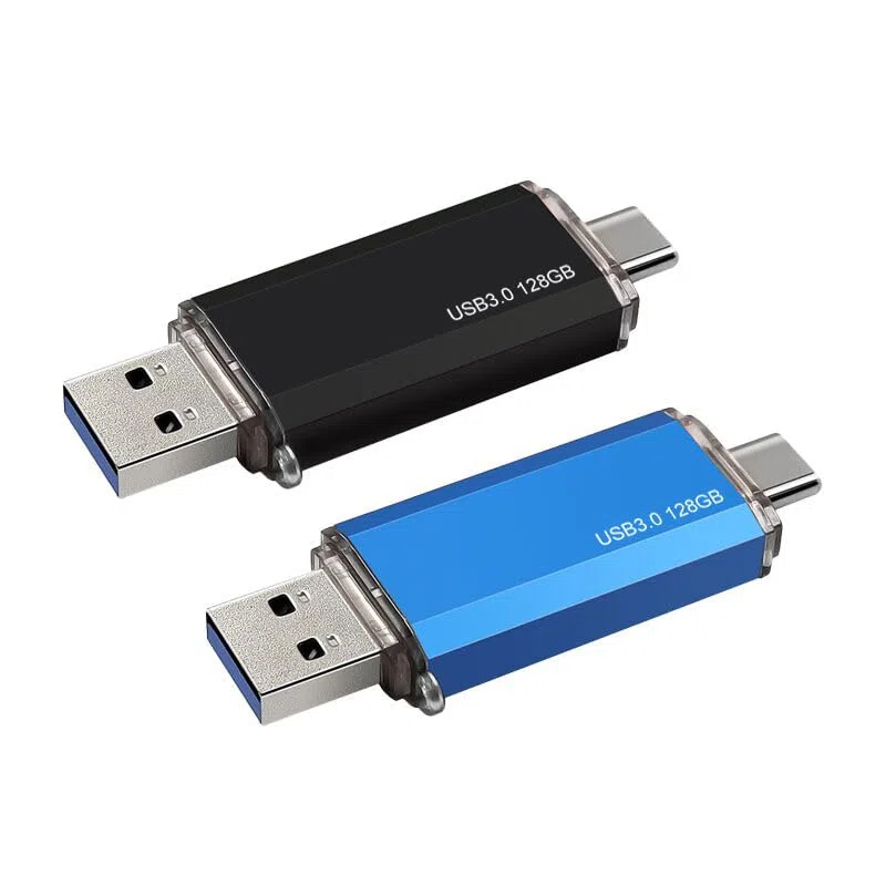 Lot de 2 clés USB 3.0 double USB 3.0 de 128 Go et USB A 2 en 1, pour téléphones de type C, PC, stockage externe pour photos/vidéos/fichiers