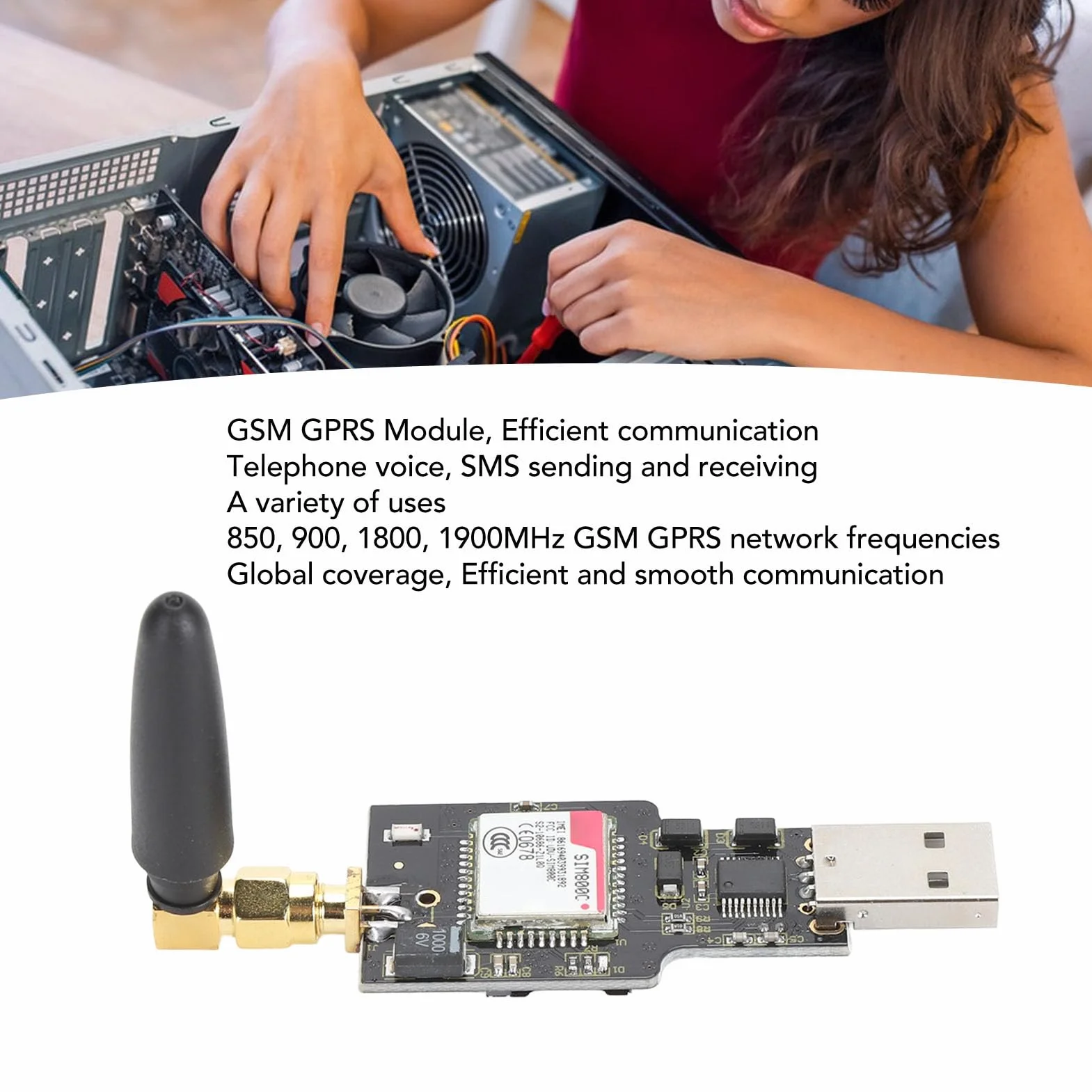 Module SIM800C USB GSM GPRS Modem Communication sans Fil 850 900 1800 1900 MHz SMS Vocale Bluetooth