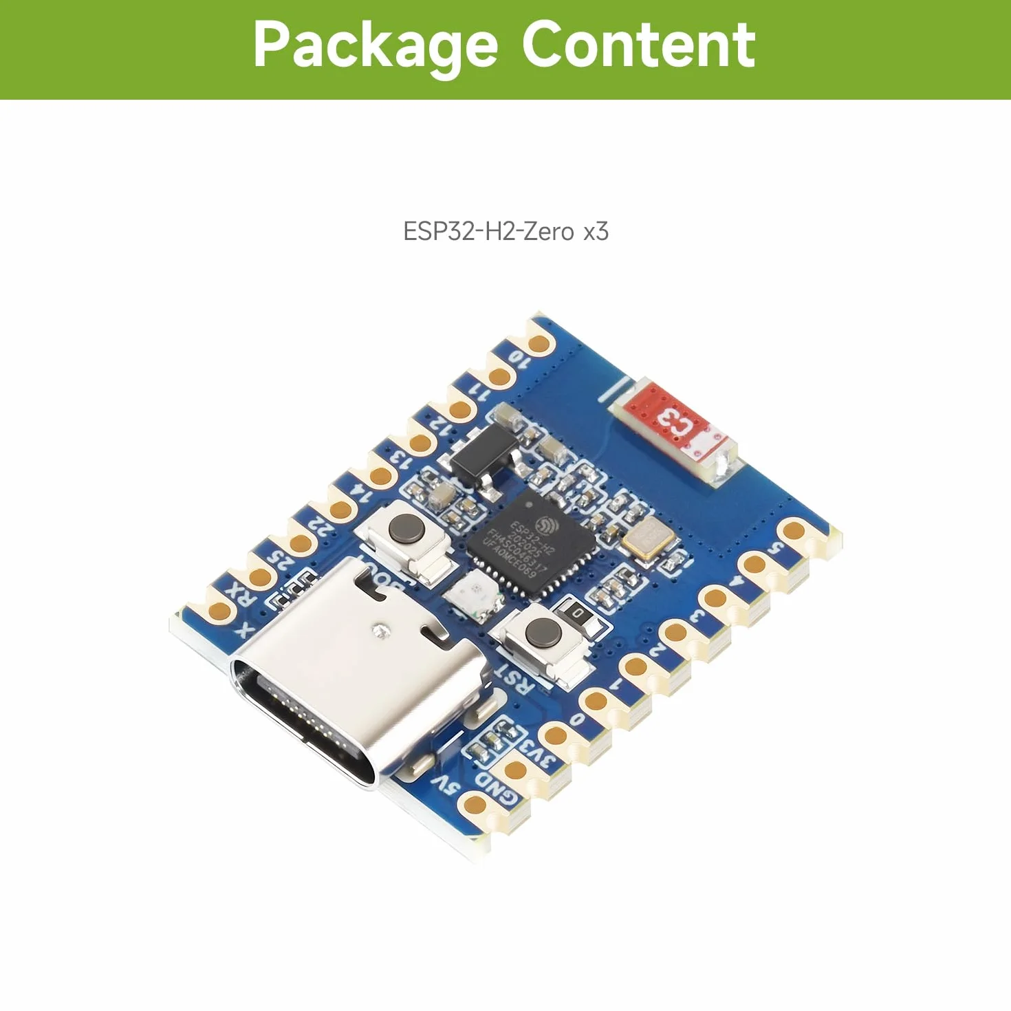 Waveshare ESP32-H2 Mini Development Board 3pcs ESP32-H2FH4S 96MHz 4MB Flash BLE Zigbee Thread