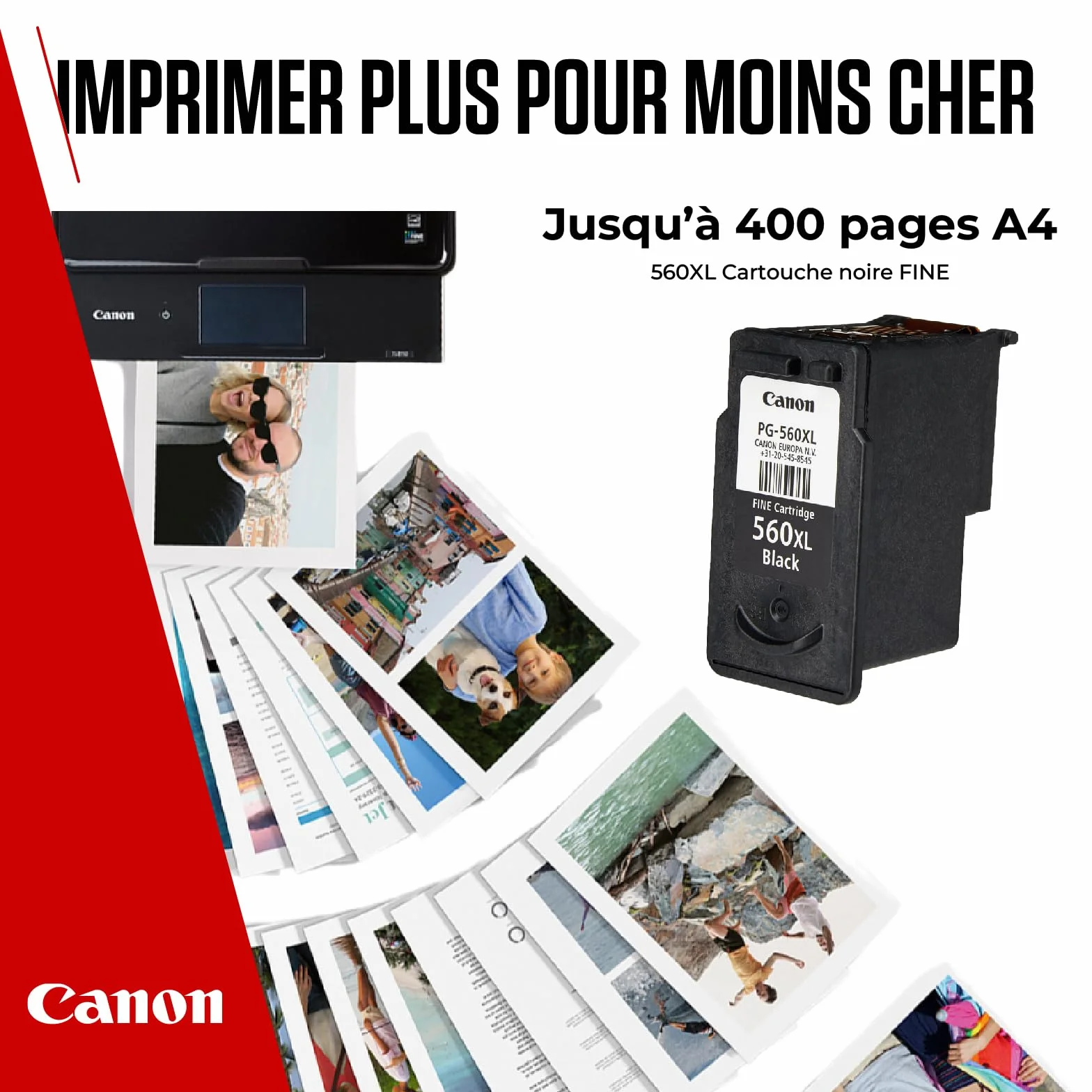 Canon PG-560XL Cartouche d'encre Noire Authentique Haut Rendement 400 Pages A4