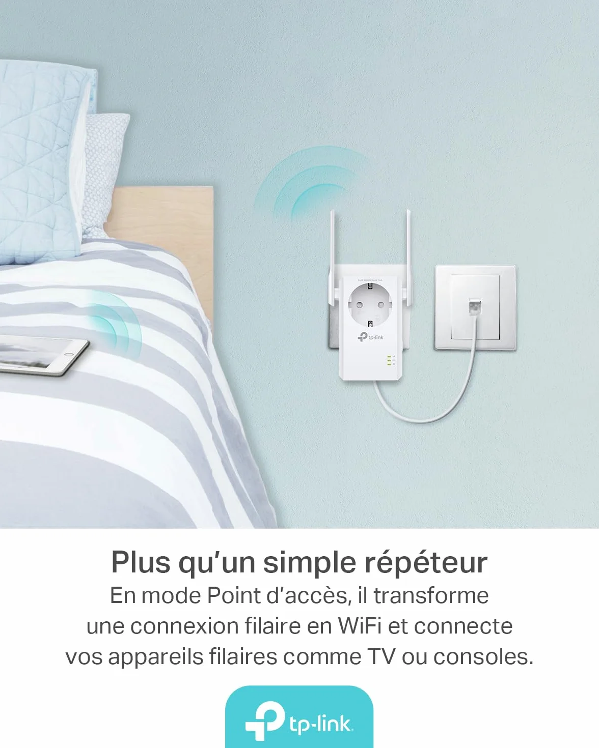 TP-Link Répéteur Wi-Fi N 300 Mbps TL-WA860RE 1 Port Ethernet Prise Intégrée