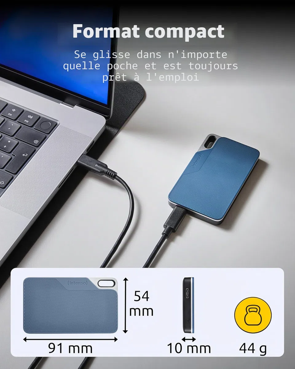Intenso Disque dur externe SSD TX100, 250 Go Portable Solid State Drive, Super Speed USB 3.2 Gen 1x1 (5 Gbit/s), jusqu'à 500 Mo/s