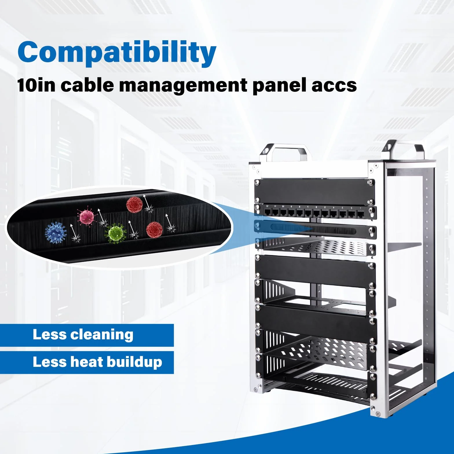 GeeekPi 10 inch 0.5U Brush Cable Manager Rack Mount Cable Management Panel for Server Rack Network Cabinet (2PCS)
