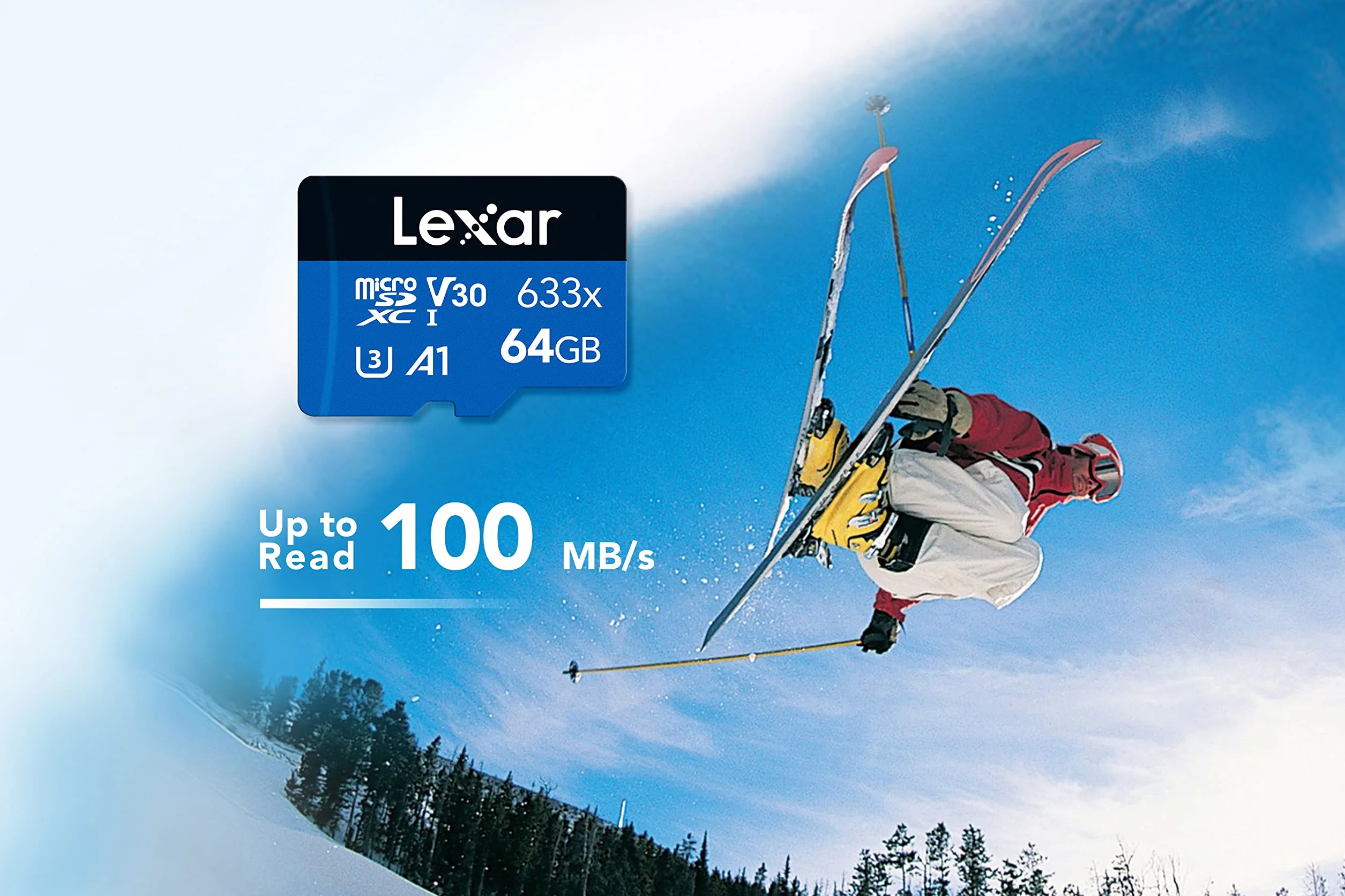 Lexar 633x Carte Micro SD 64 Go microSDXC UHS-I 100 Mo/s Lecture A1 C10 U3 V30