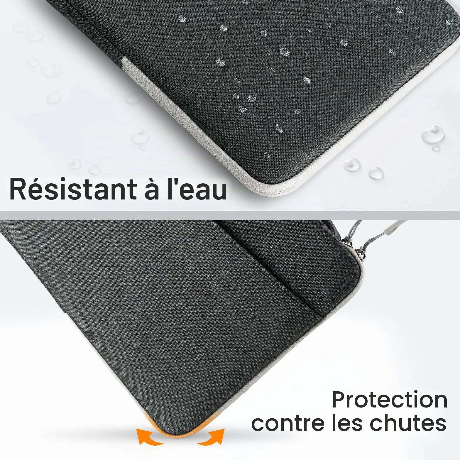 JETech Housse Ordinateur Portable MacBook Neo A18 Pro 13-14 Pouces MacBook Air Pro M1-M5 2020-2026 Étanche Pochette Sacoche Poignée Gris foncé