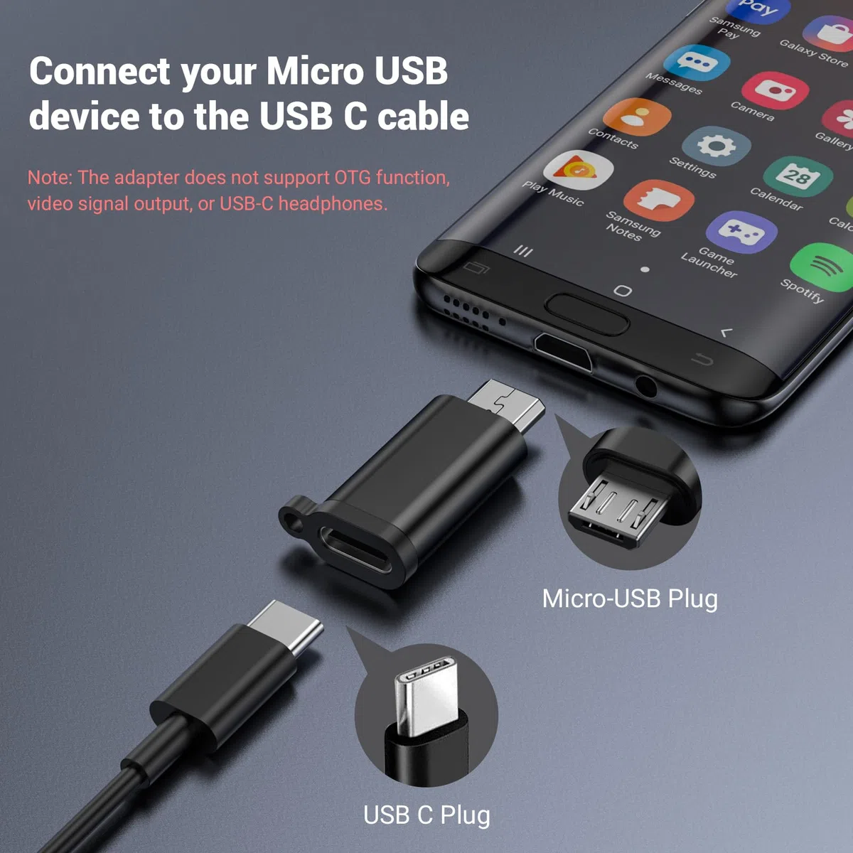 Fidioto Lot de 5 adaptateurs USB C vers micro USB, type C femelle vers micro USB mâle, compatible avec Samsung Galaxy S6, S7, S7 Edge, Kindle PS4 et appareils micro USB
