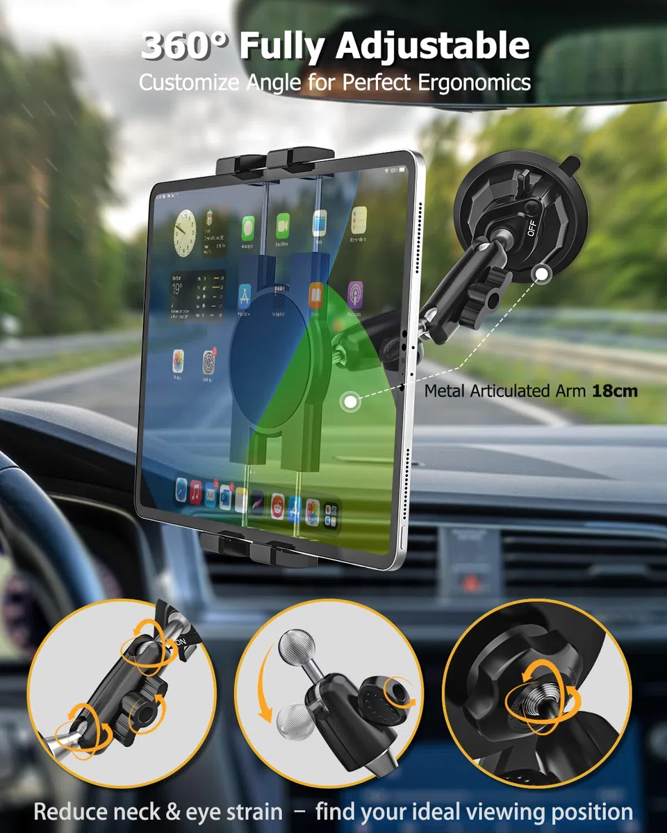 Support Tablette Voiture Conducteur- Matériau Métallique, Réglable