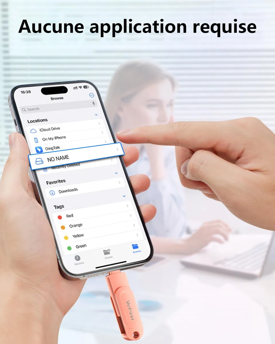 【sans APP】 Certifiée MFi Clé USB 512 Go, Cle USB iPhone Stockage Externe, Clé USB C 3 en 1 Clef USB 3.0 Stockage Transfert Photos Est Idéale pour Voyageurs, Memoire pour iPhone/iPad/Android/PC Rose