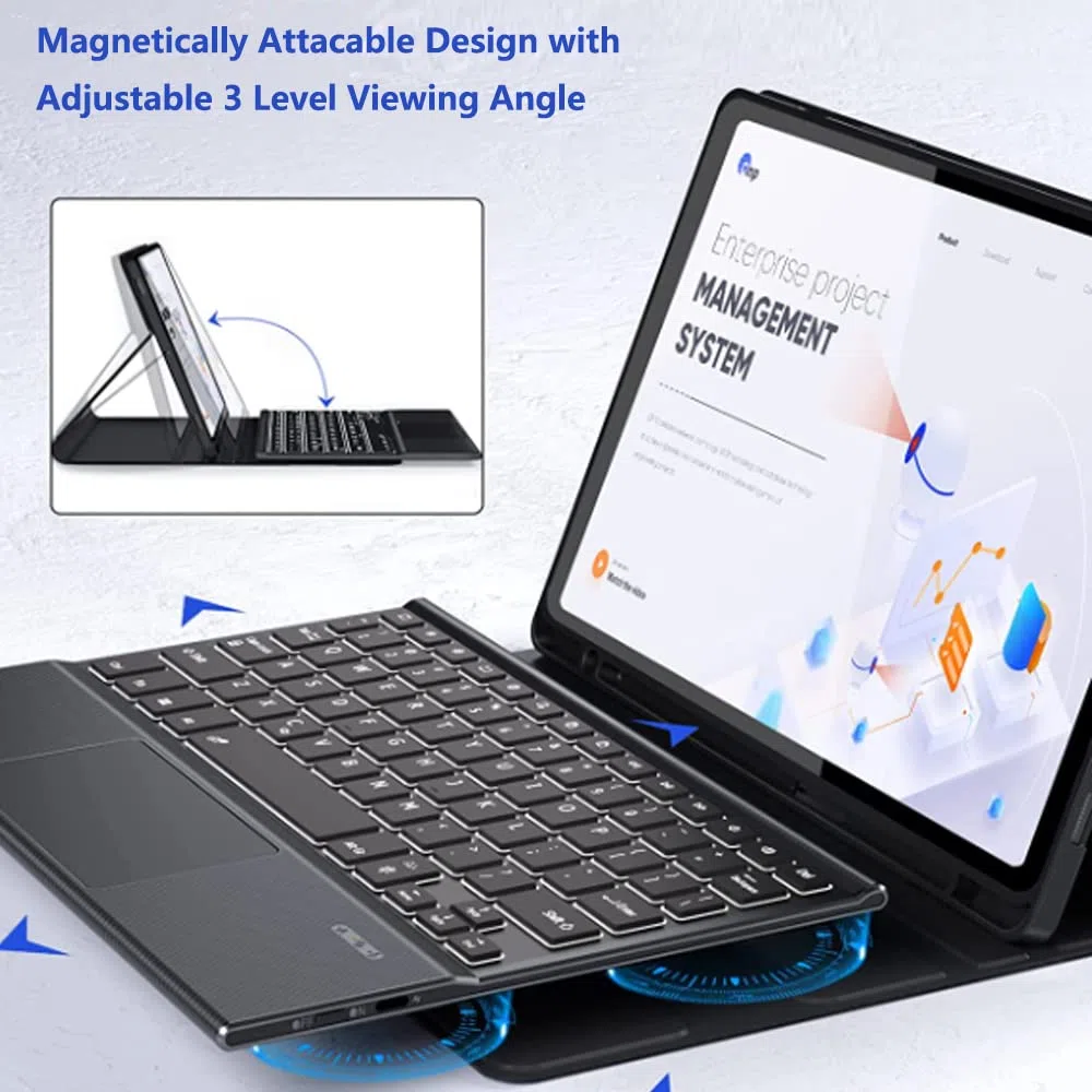 Étui Clavier Touchpad pour iPad Mini 6e génération 2021, AZERTY Français Clavier Bluetooth Rétroéclairé Détachable avec Étui Touchpad pour iPad Mini 6