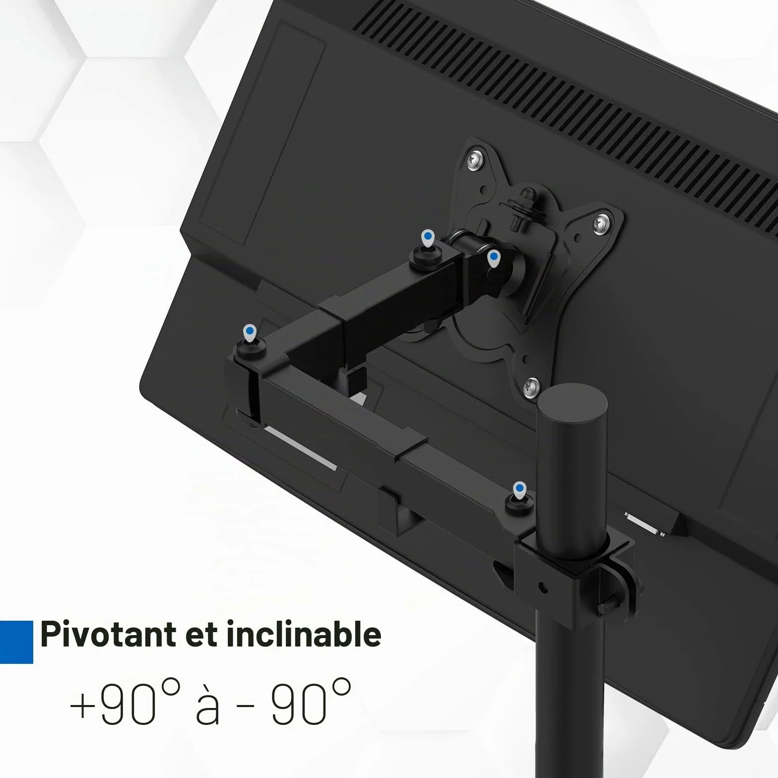 Bras Ecran PC VESA 75x75-100x100 mm GRIFEMA GB2001-1 Rotation 360° Inclinaison ±90° Réglable Hauteur 10 kg Noir