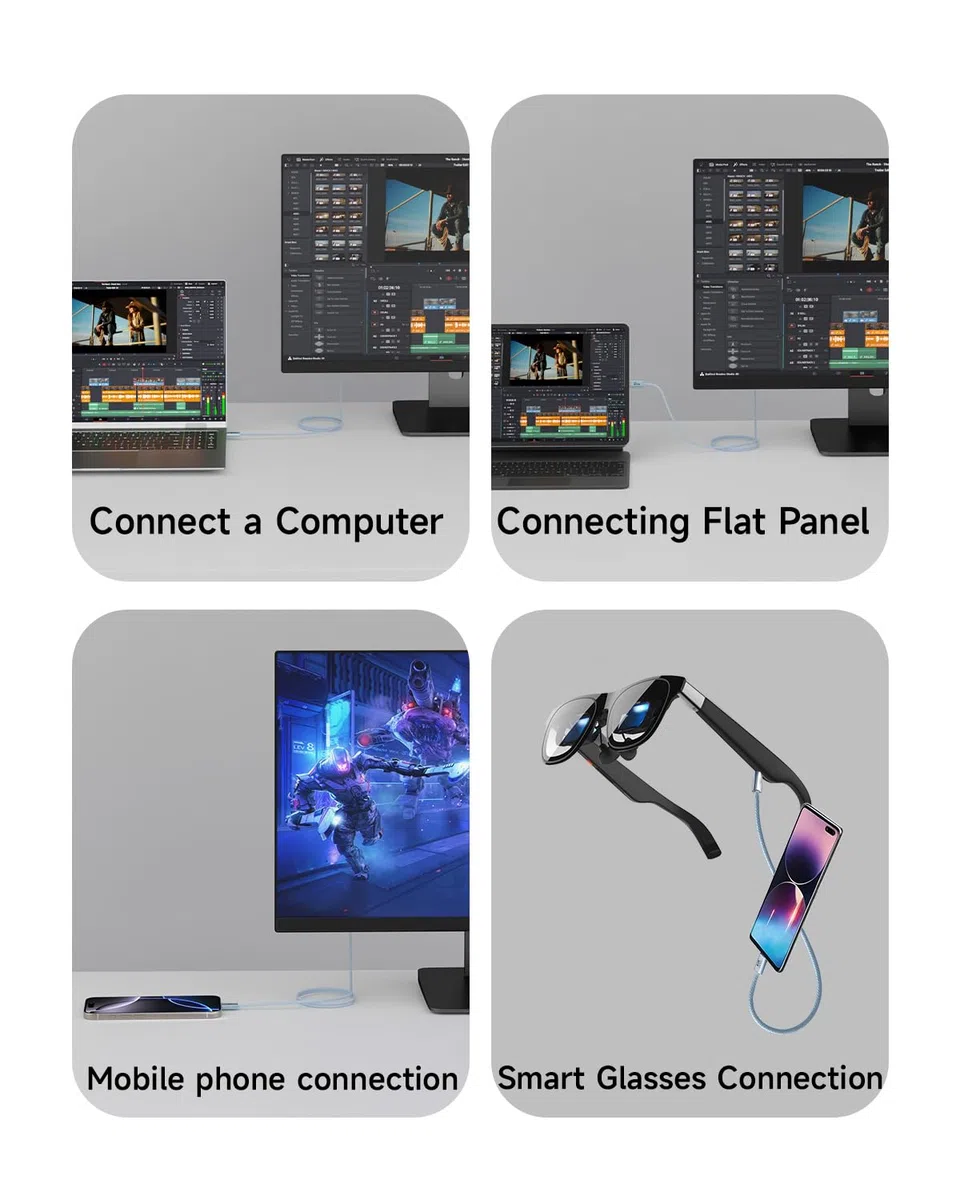 [Bleu,Lot de 2 1M USBC Vers USBC 80Gbps Transfert Données Compatible avec Thunderbolt 5/4/3,Câble USB-C Charge Rapide 100W,16K/8K/4K Video pour Moniteur,Laptop,SSD,Docking,Hub,Carplay,eGPU.