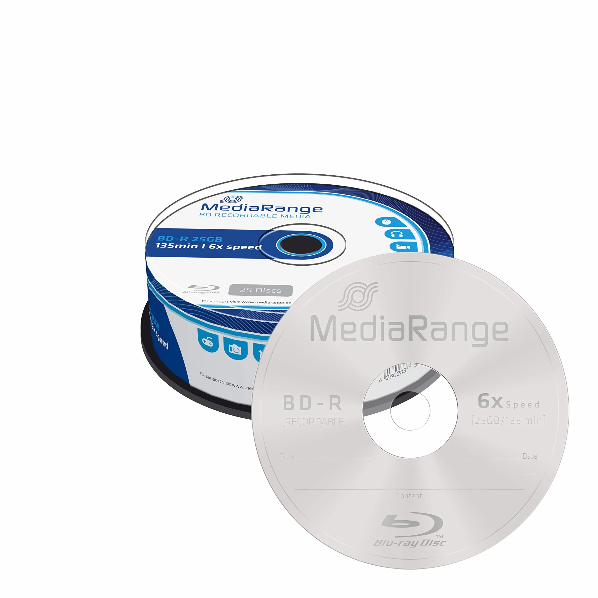 MediaRange MR514 Disque Vierge Blu-Ray BD-R 25 Go 6X 25 pièce(s)