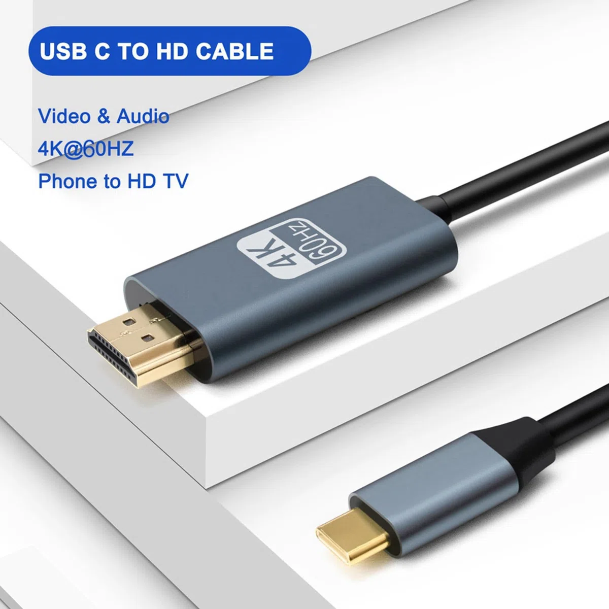 10X Adaptateur de Câble USB C vers Adaptateur de Câble 4K 60 Hz pour 3 Compatible pour TéLéPhone Android ChromeBook Etc