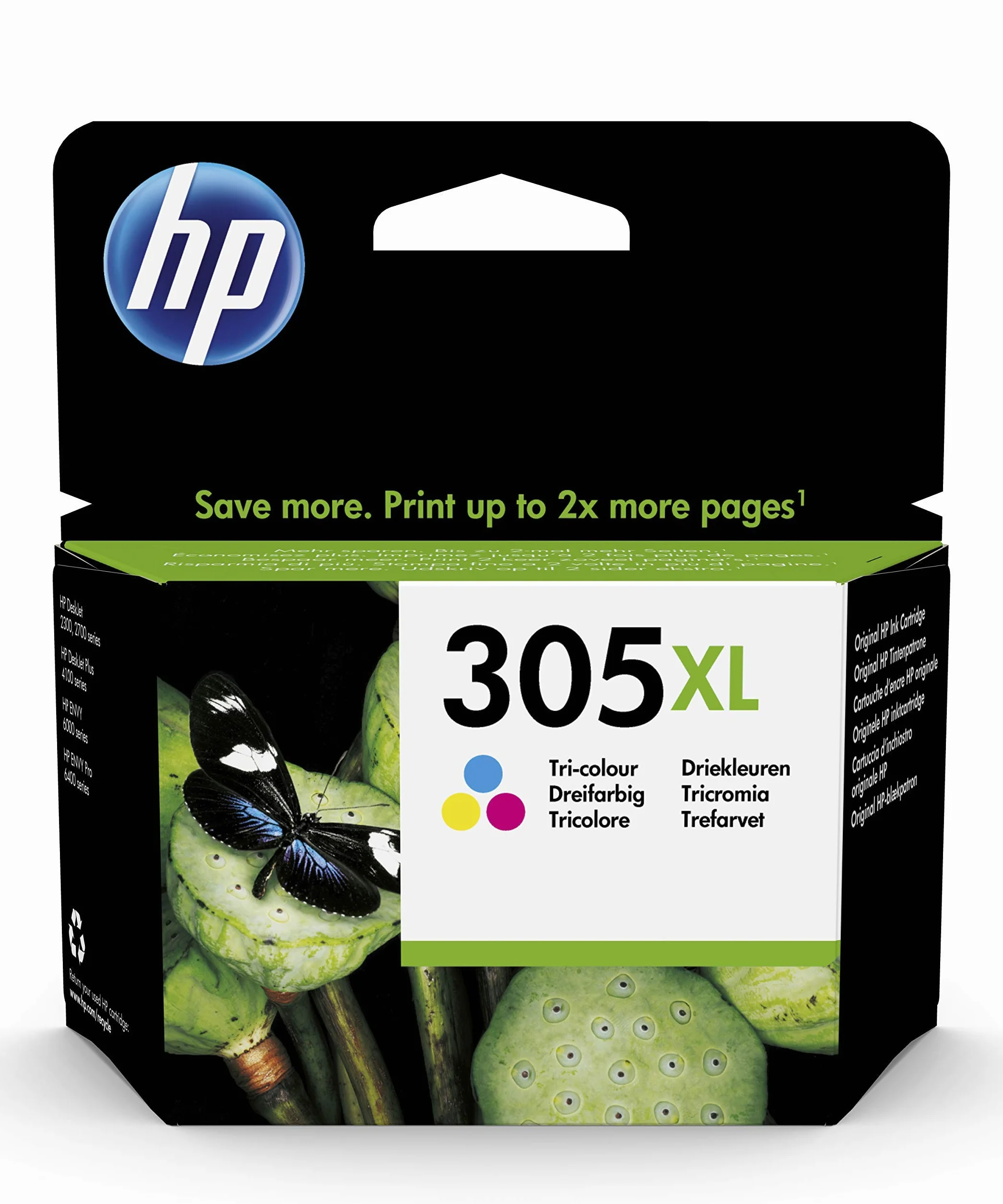 HP 305XL Originale Cartouche d'encre Trois Couleurs Grande Capacité Cyan Magenta Noir Compatible DeskJet 1255/2320/2700/2710/2720