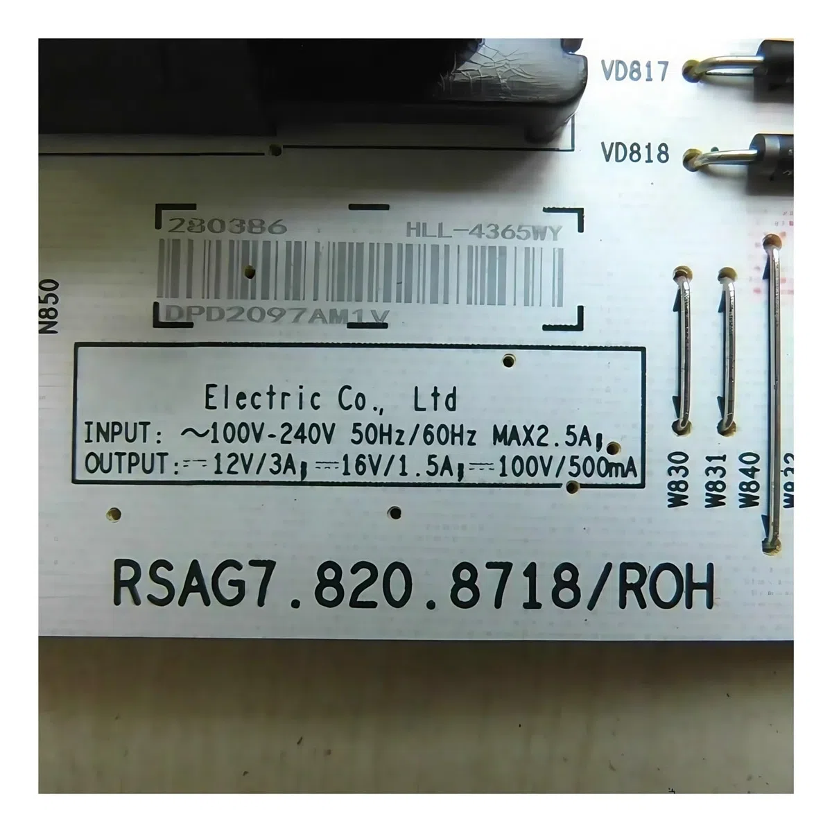 BEntLi Carte d'alimentation RSAG7.820.8718/ROH HLL-4365WU 278428, Compatible avec LCD 65R6E3, 65R6E4, 65H6570G, 65R7G5, 65A7100FTUK 65A7100 téléviseurs