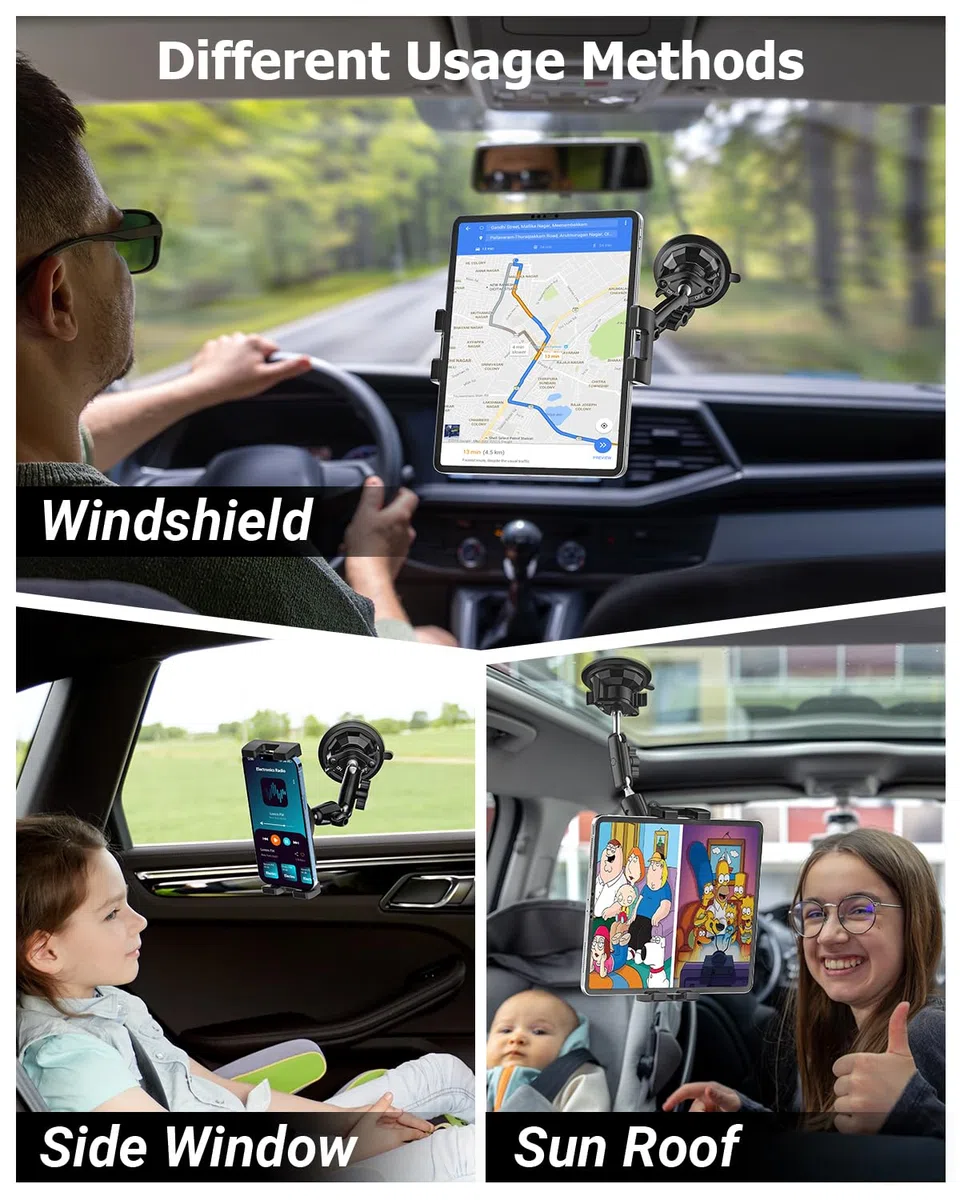 Support Tablette Voiture Conducteur- Matériau Métallique, Réglable