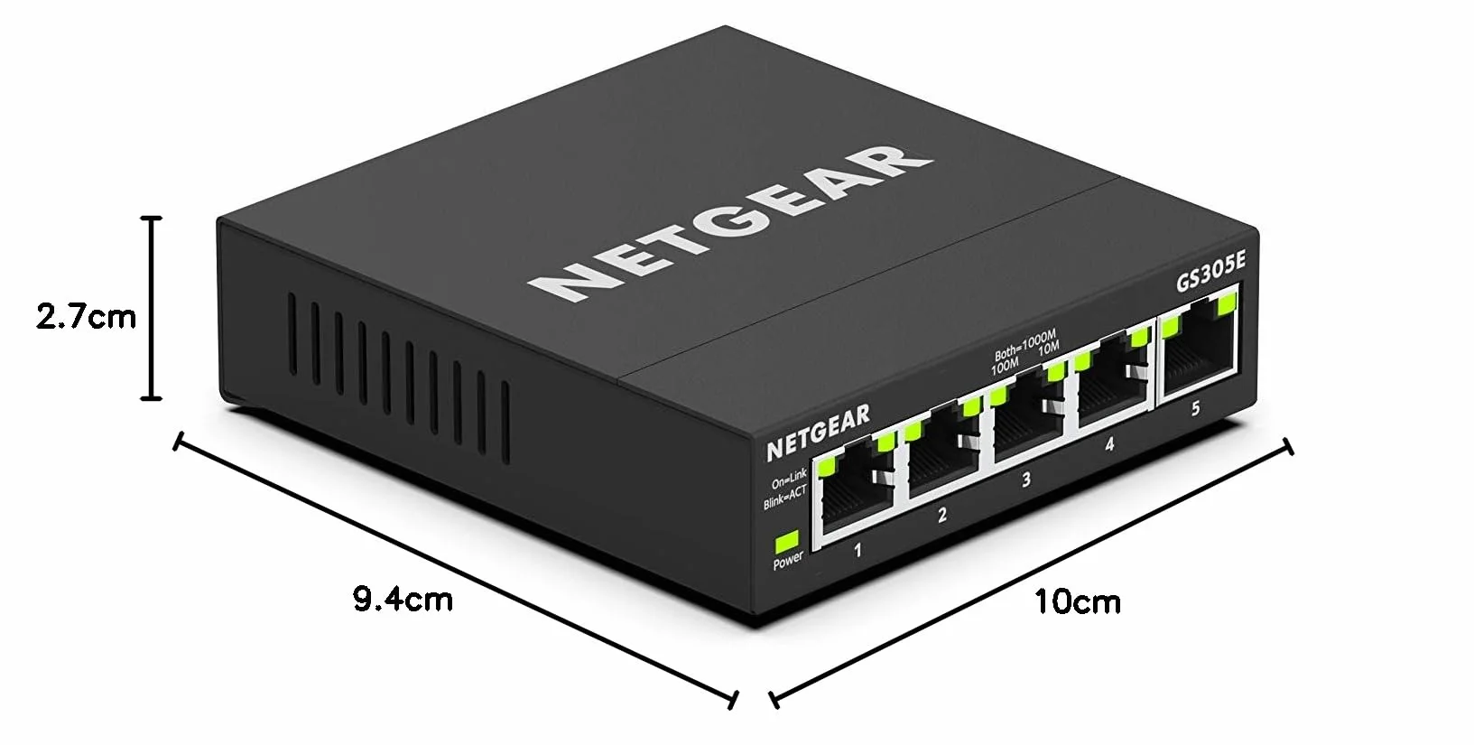NETGEAR GS305E Switch Ethernet 5 Ports RJ45 Métal Gigabit 10/100/1000 Manageable Plus Bureau Mur Plug and Play Silencieux