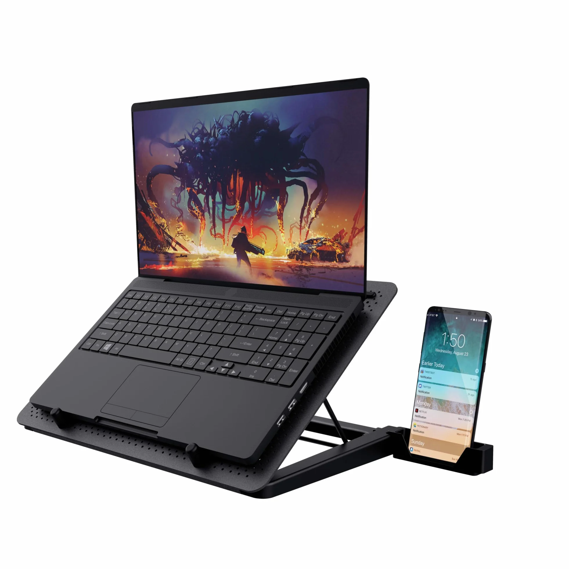 Trust Gaming GXT 1125 Quno Support de Refroidissement pour Portables 17,3 Pouces 5 Ventilateurs Éclairés