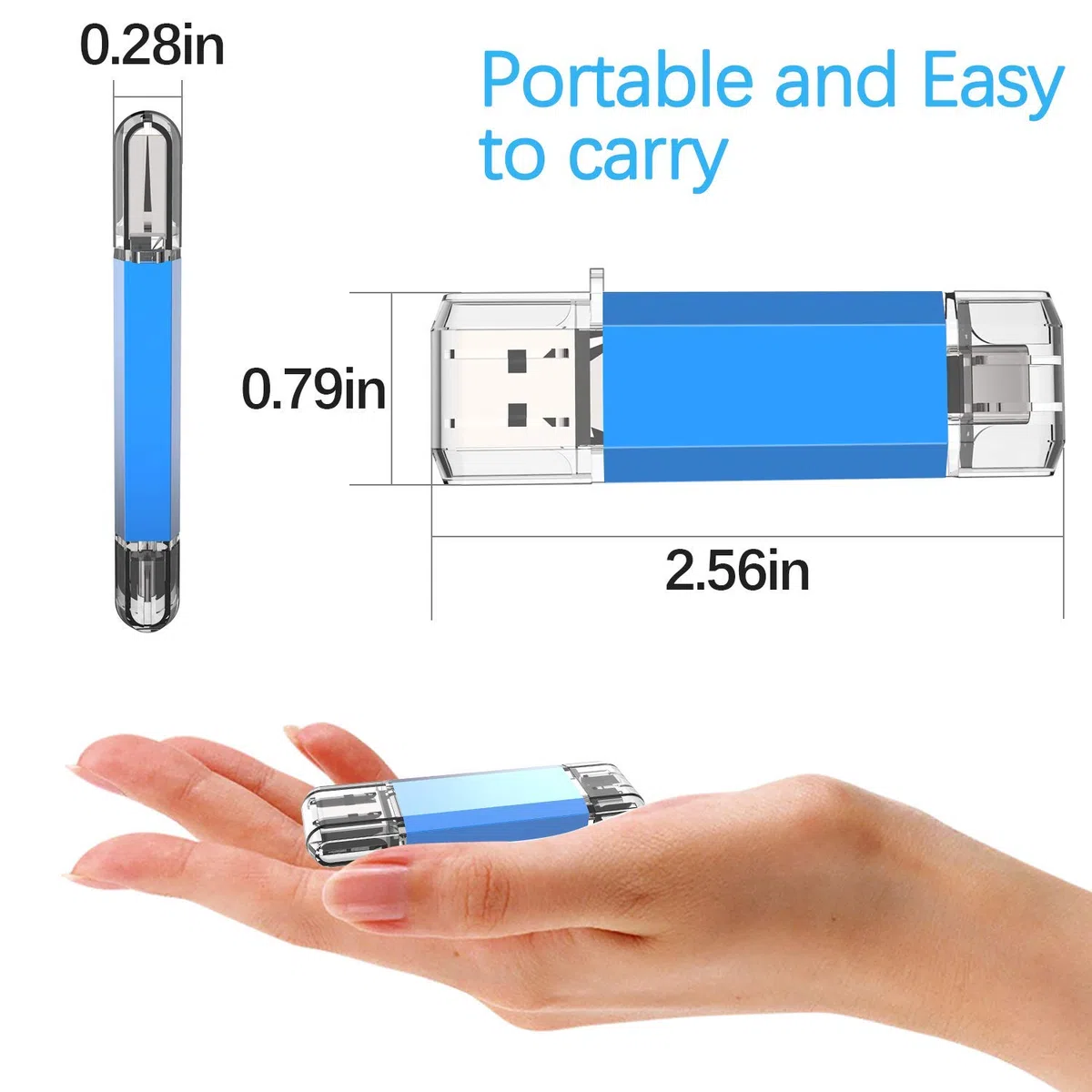 TOPESEL Clé USB C 256 Go OTG Flash Drives Dual Type C USB 3.0 Memory Stick pour Smartphones, Tablettes et MacBook, Bleu