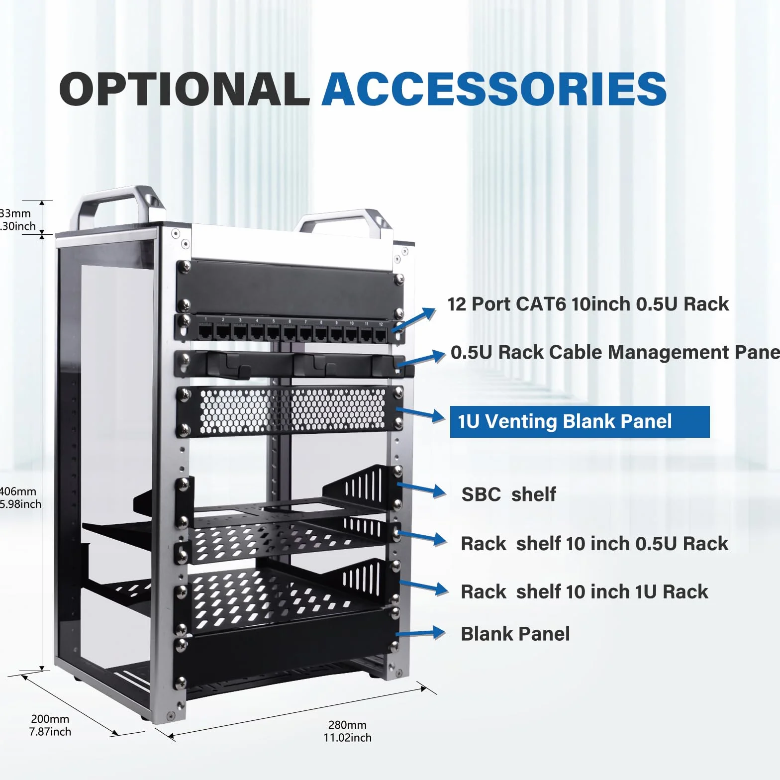 GeeekPi 10 inch 1U Blank Panel Metal Rack Mount for DeskPi RackMate T1 T0 T2 Server Rack Network Cabinet 2PCS