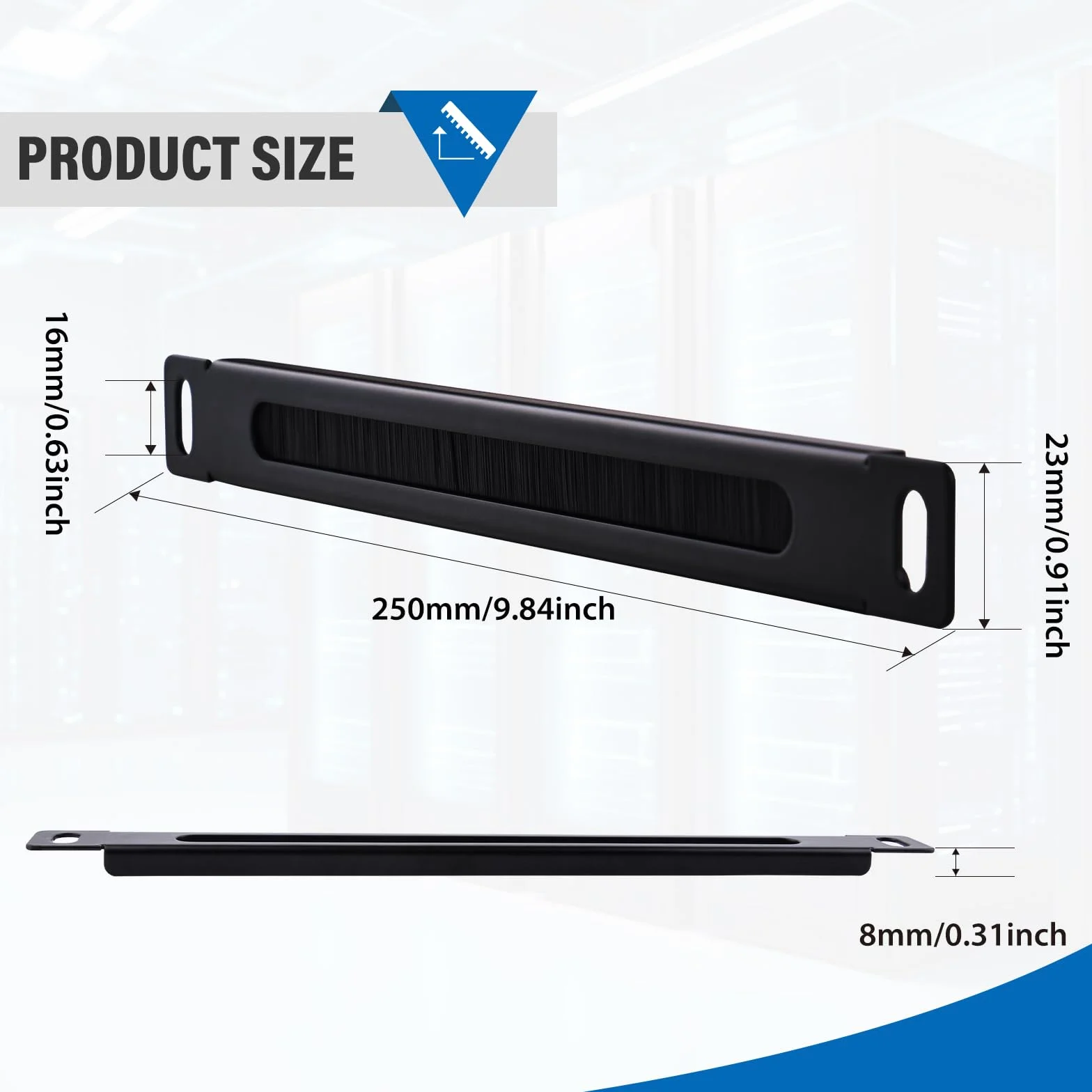 GeeekPi 10 inch 0.5U Brush Cable Manager Rack Mount Cable Management Panel for Server Rack Network Cabinet (2PCS)