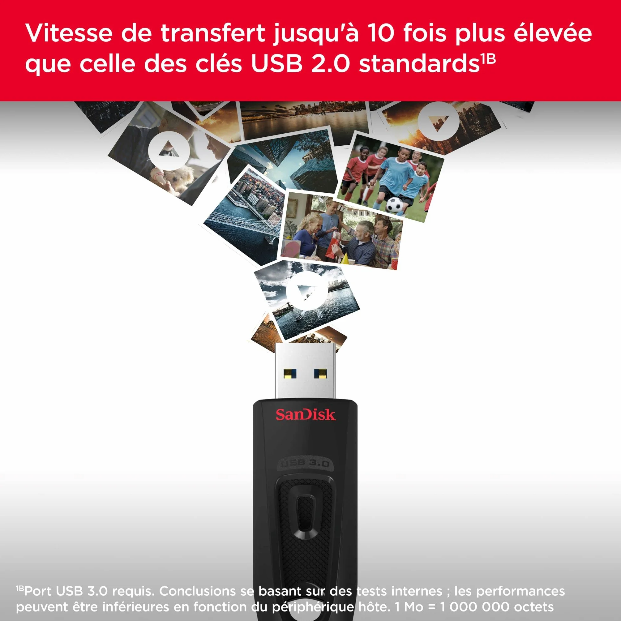 SanDisk Ultra 128 Go Clé USB 3.0 Noir