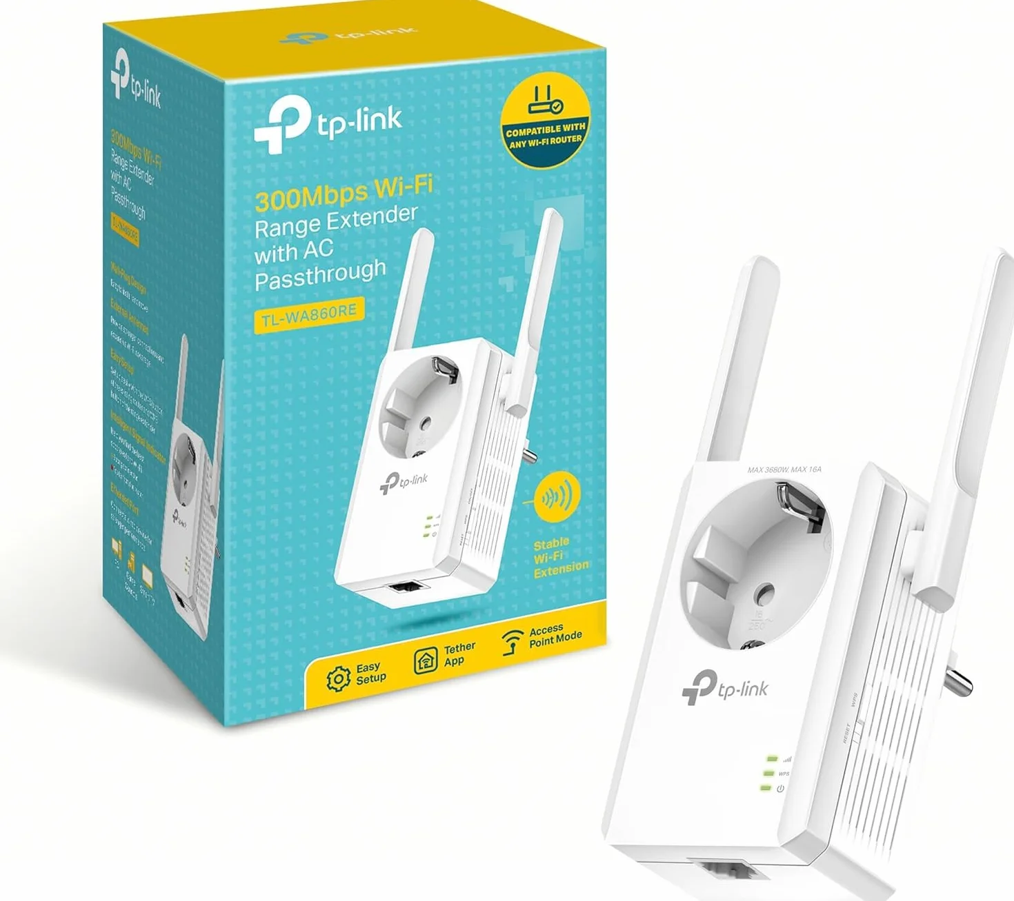 TP-Link Répéteur Wi-Fi N 300 Mbps TL-WA860RE 1 Port Ethernet Prise Intégrée