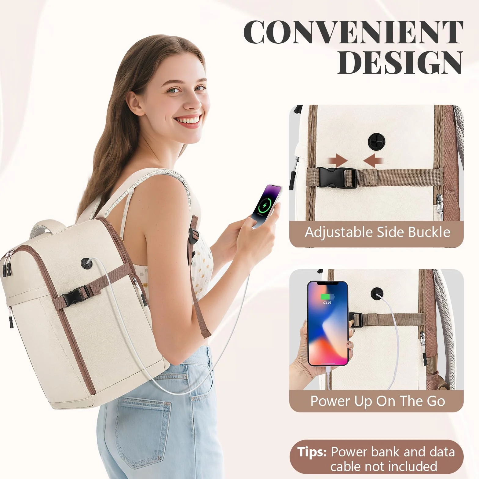 Hayayu Sac à Dos Voyage Cabine Avion 40x30x20 pour Ryanair Femme Homme avec Pochette Antivol Ordinateur Portable 14 Pouces