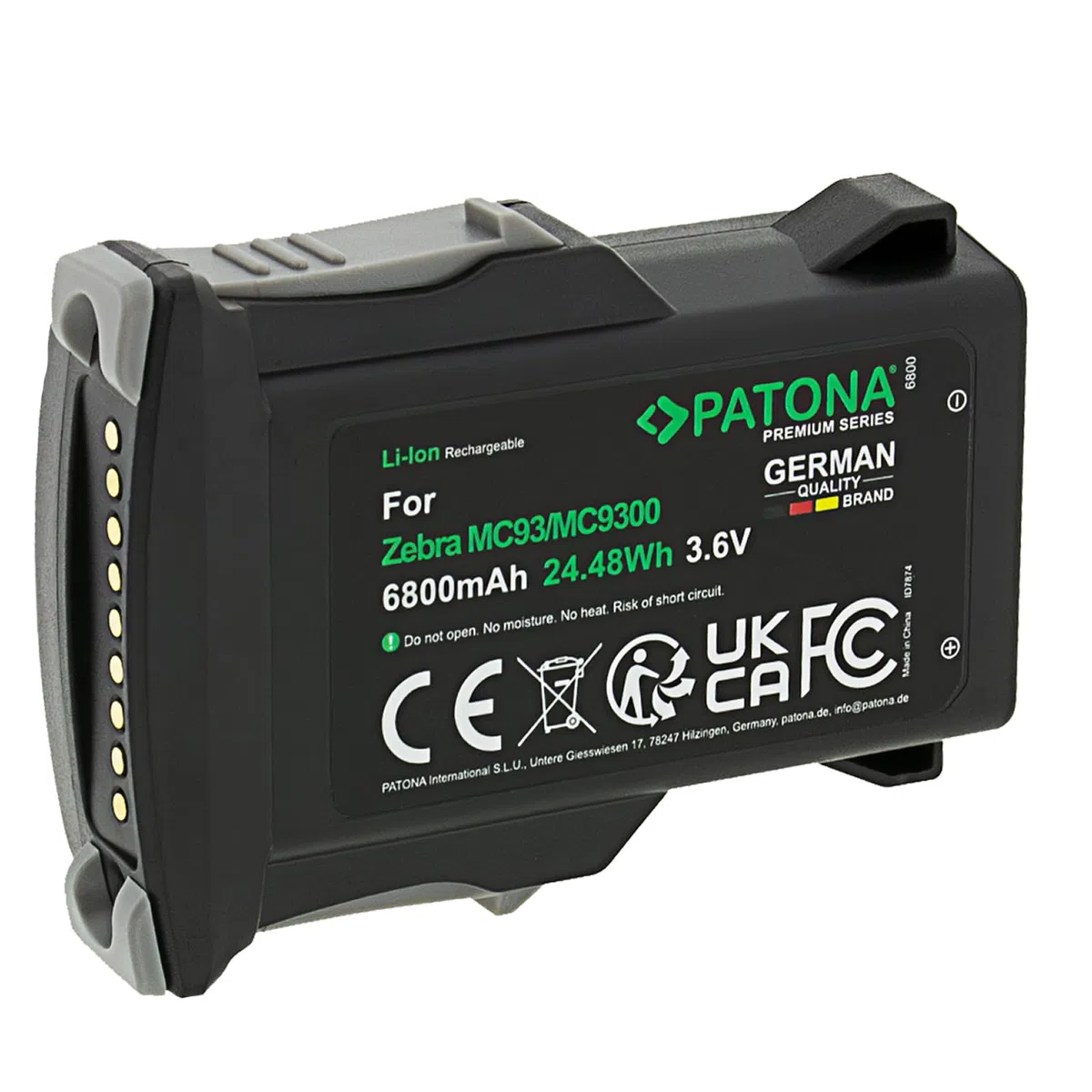 PATONA Batterie Li-ION pour Zebra MC9300 MC93 MC9400, 6800 mAh